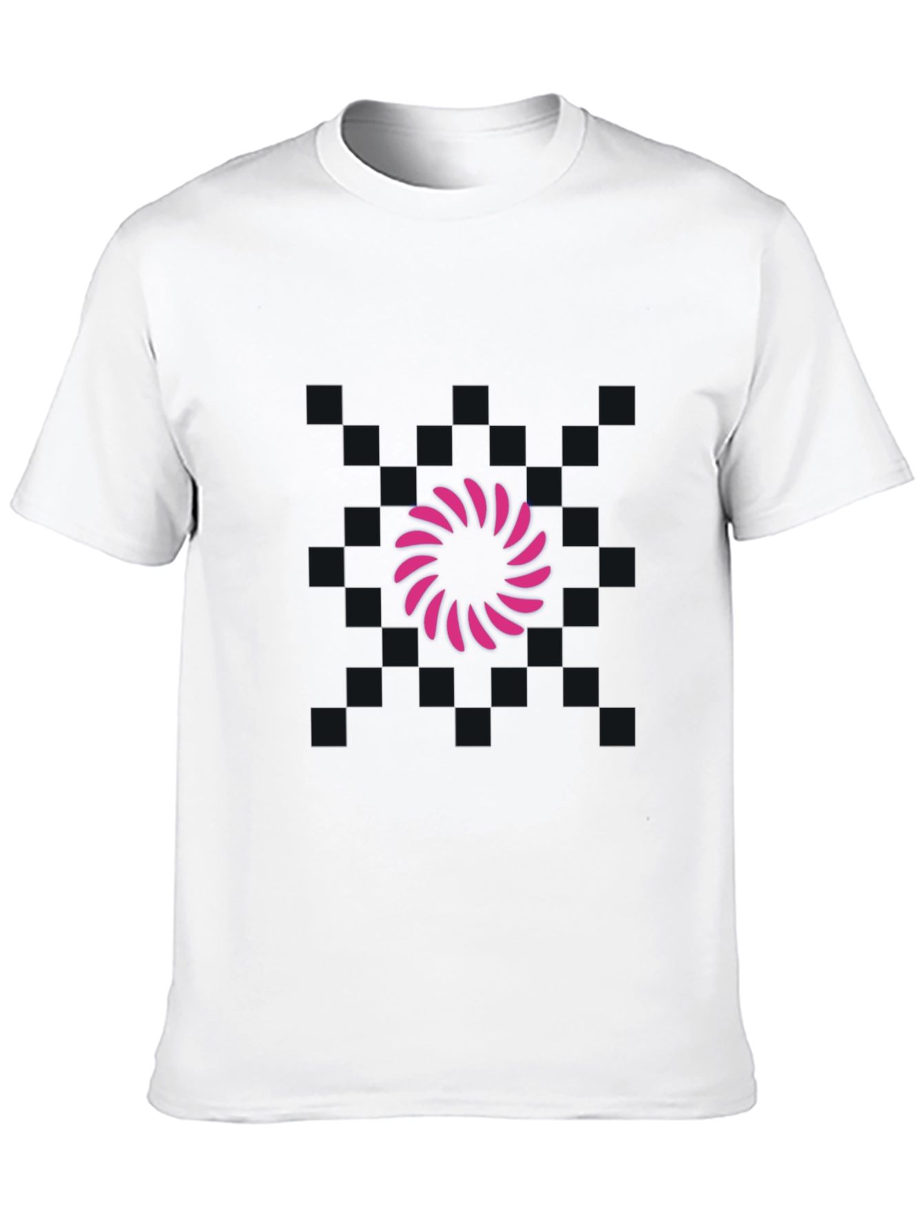 Mens Black T-Shirt - Pink Swirl Graphic
