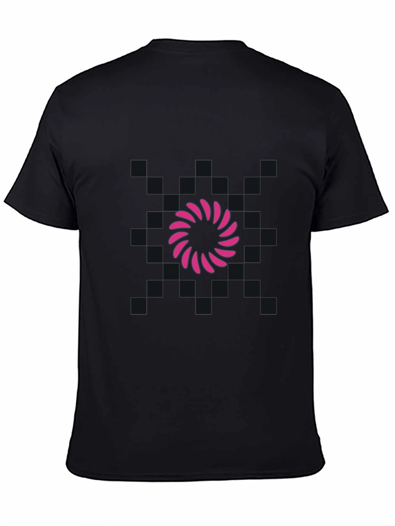Mens Black T-Shirt - Pink Swirl Graphic