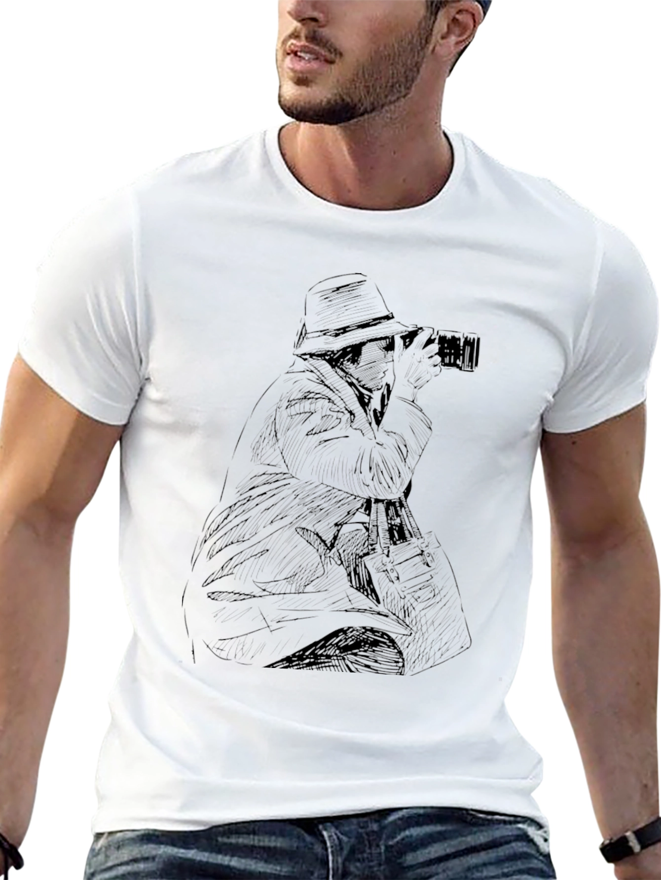 Photographer Sketch Tee - Classic Black T-Shirt