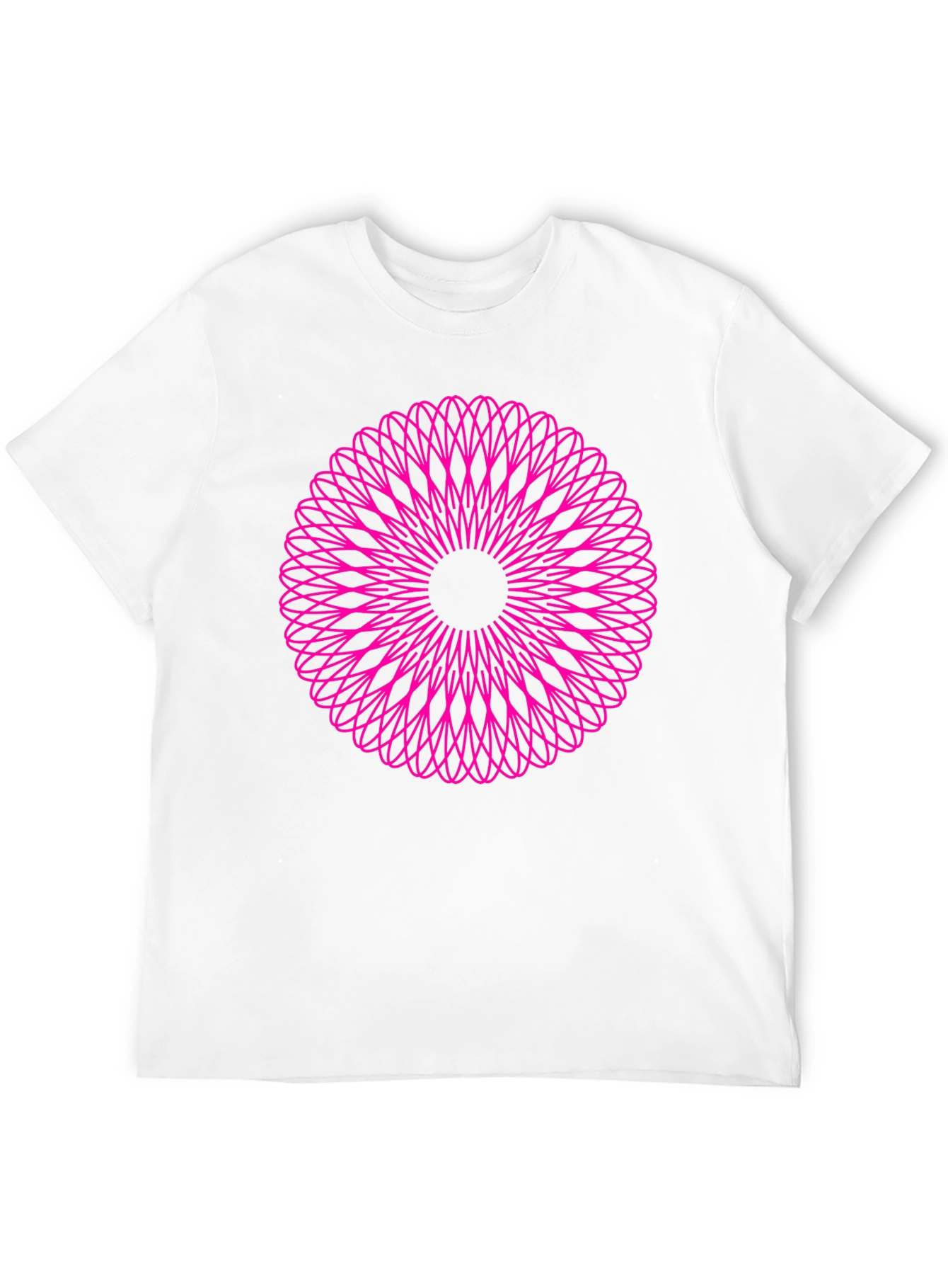 Abstract Pink Mandala Graphic Black T-Shirt
