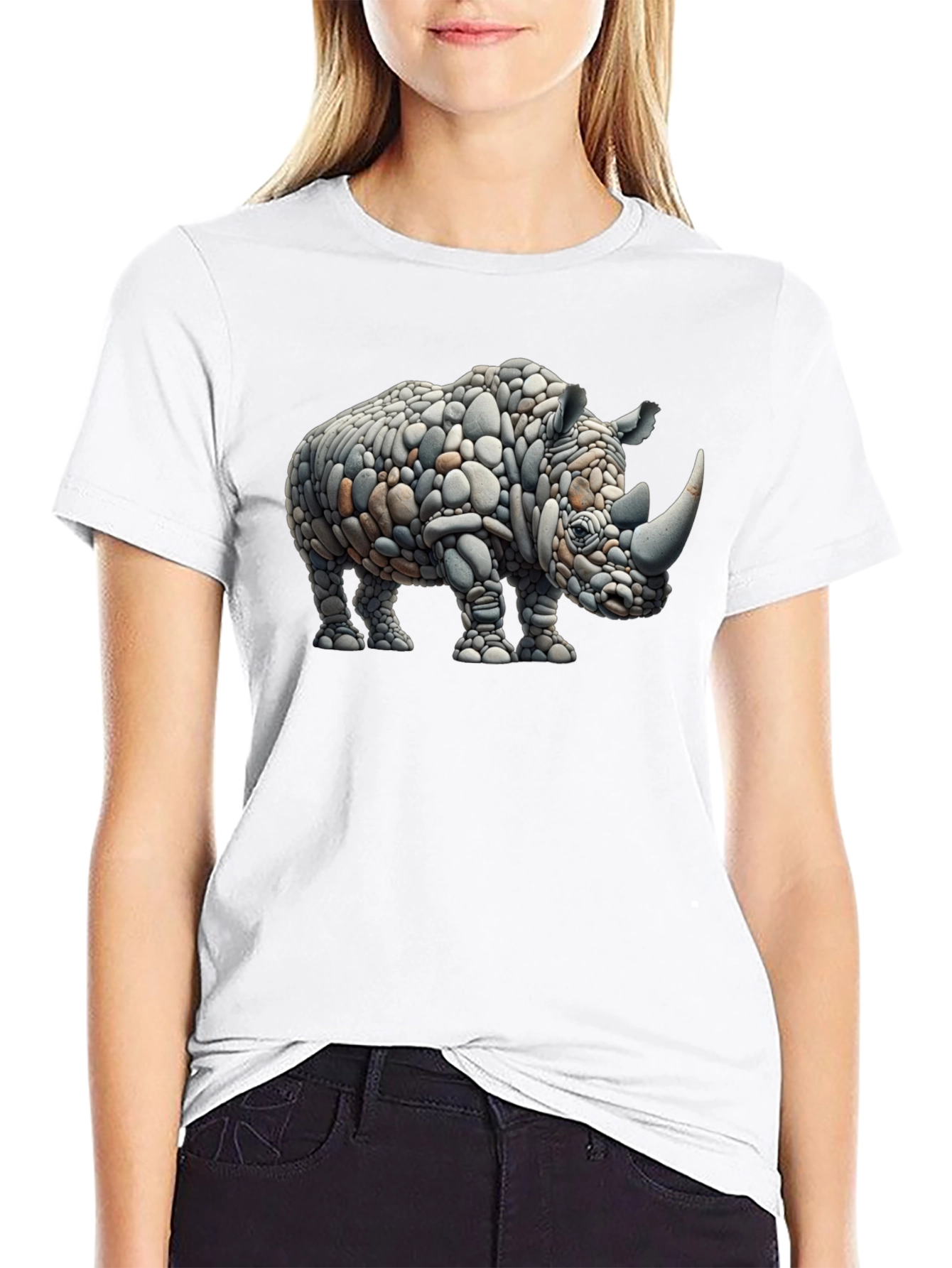 Rhino Rock Art Graphic Tee - Unique Design