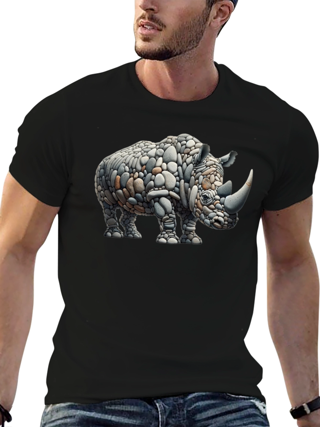 Rhino Rock Art Graphic Tee - Unique Design