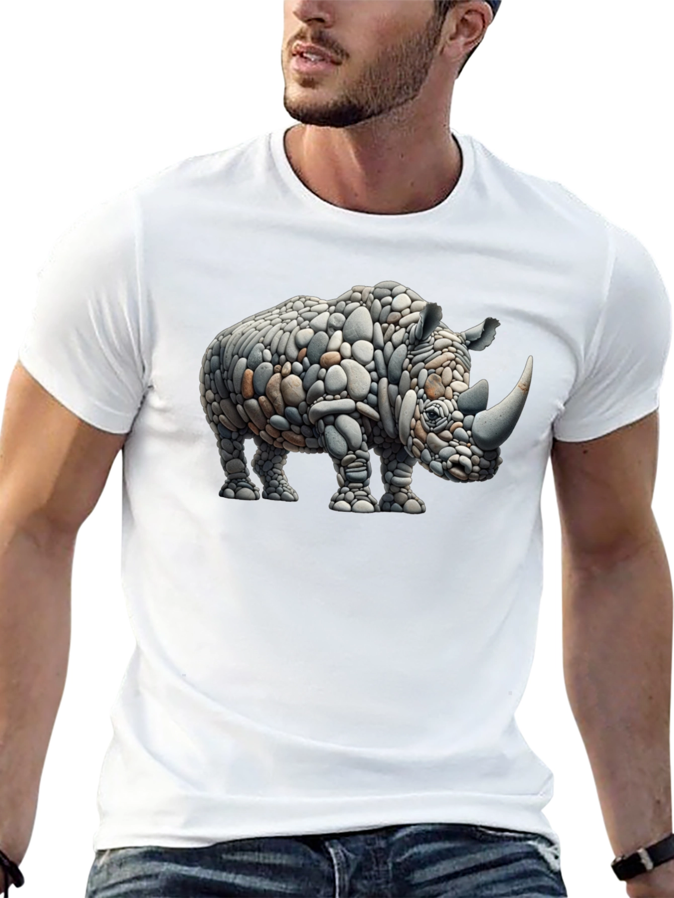 Rhino Rock Art Graphic Tee - Unique Design