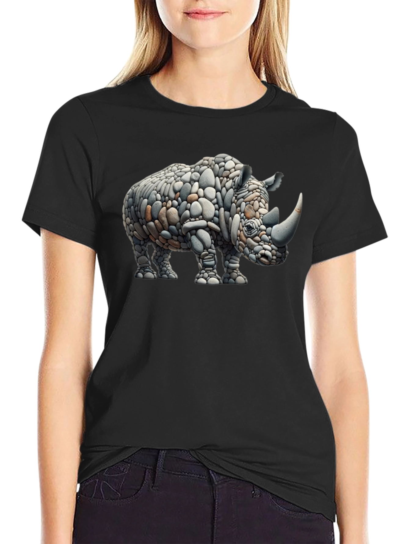 Rhino Rock Art Graphic Tee - Unique Design