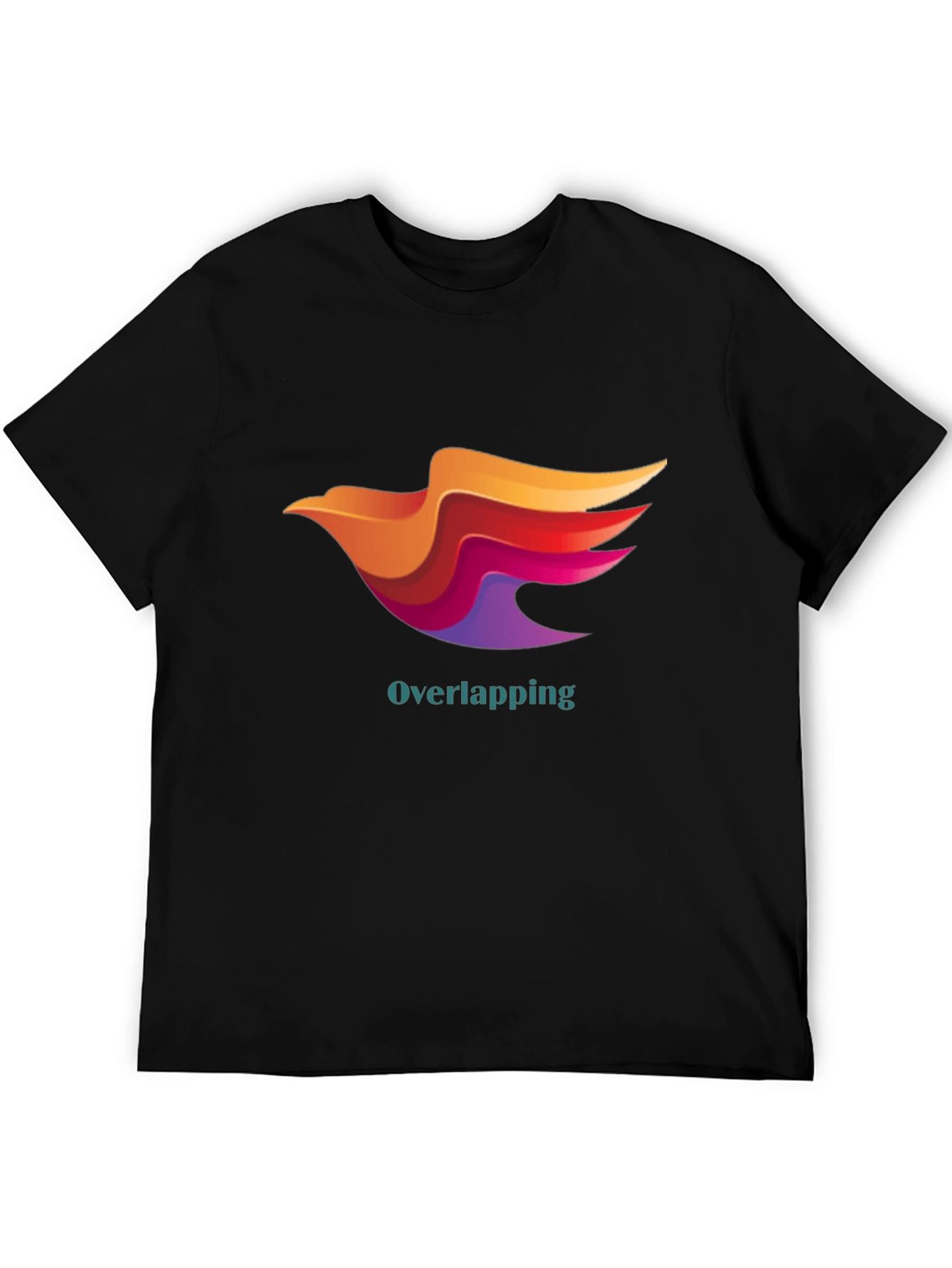Stylish Black T-Shirt with Overlapping Bird Design