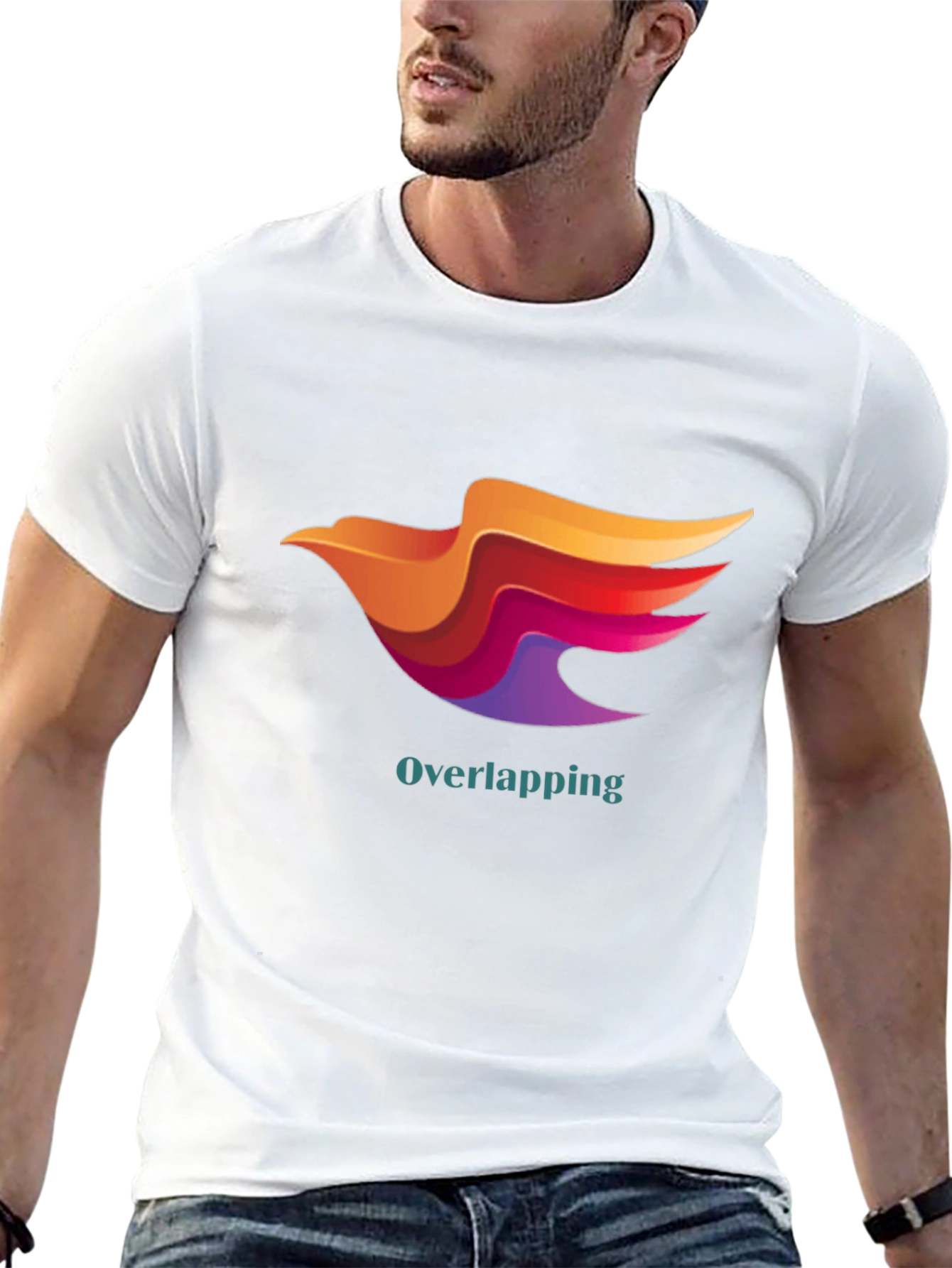 Stylish Black T-Shirt with Overlapping Bird Design
