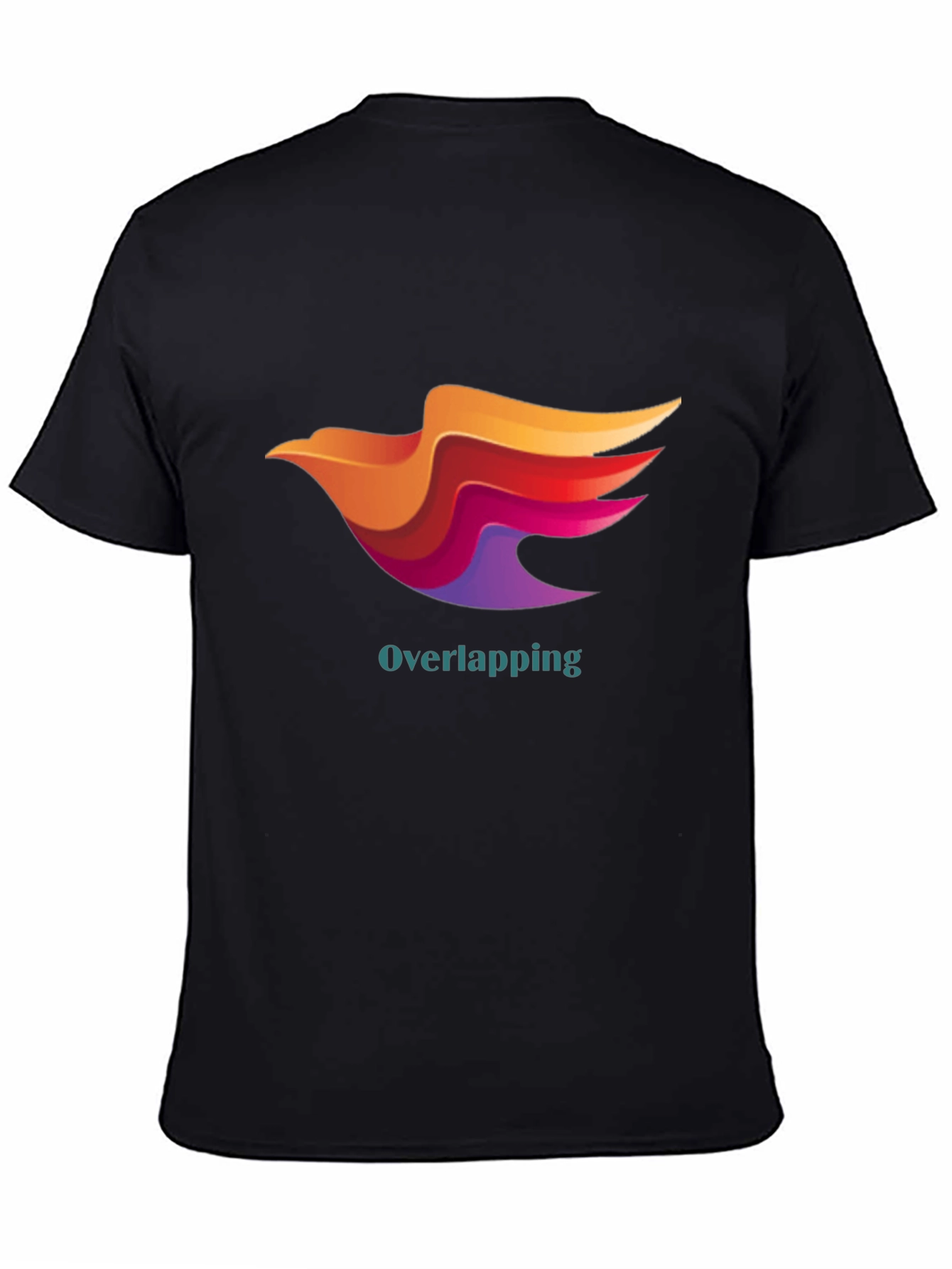 Stylish Black T-Shirt with Overlapping Bird Design