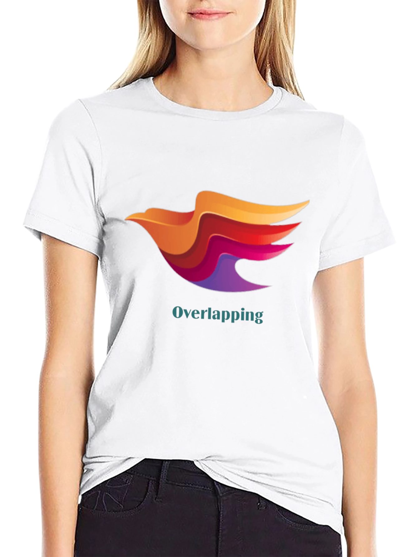 Stylish Black T-Shirt with Overlapping Bird Design