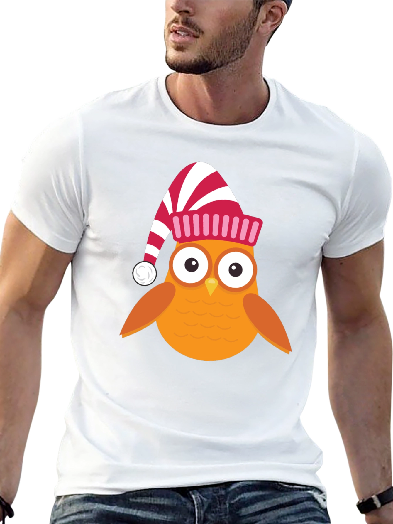 Festive Owl T-Shirt - Holiday Cartoon Tee