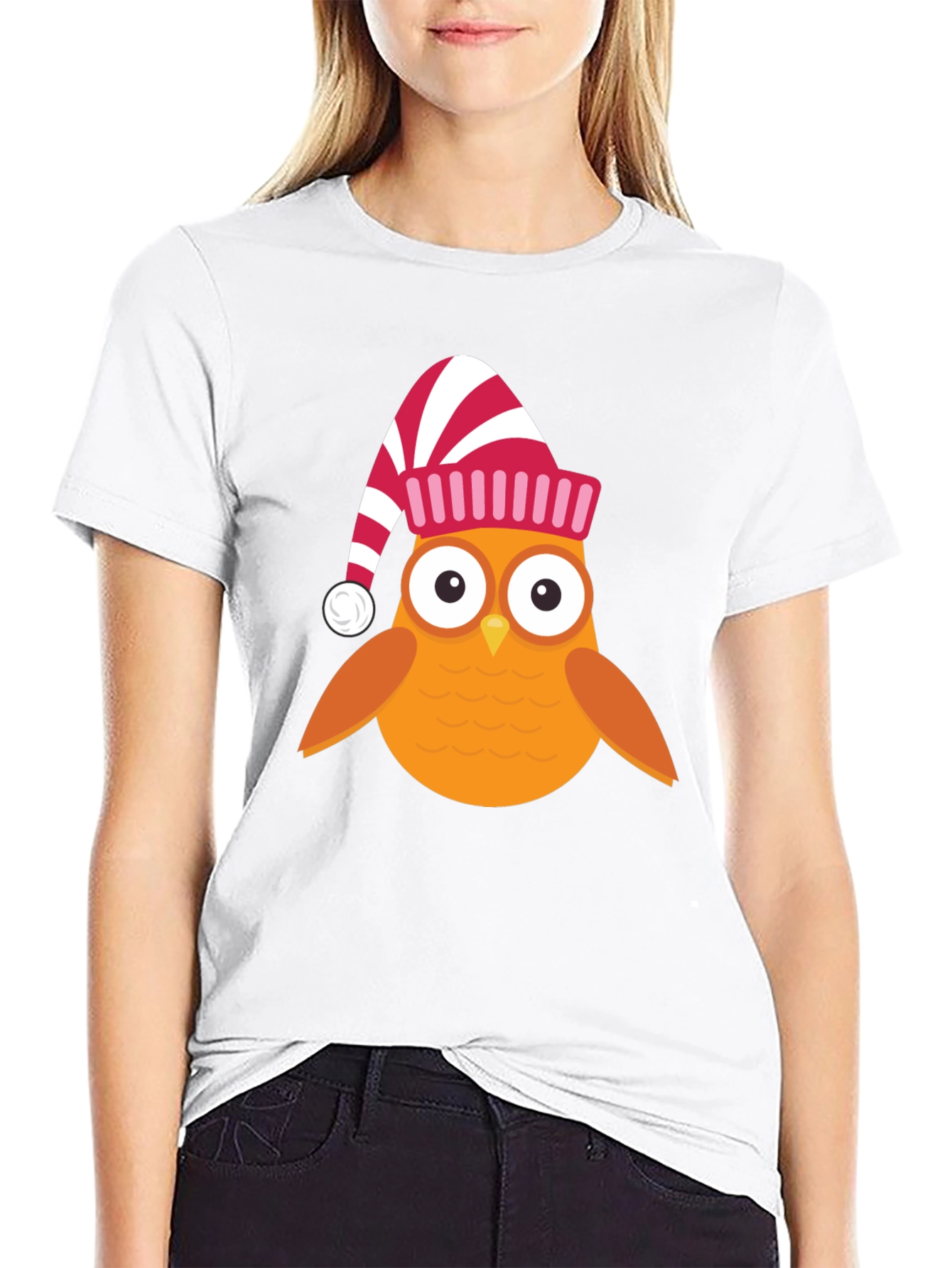 Festive Owl T-Shirt - Holiday Cartoon Tee