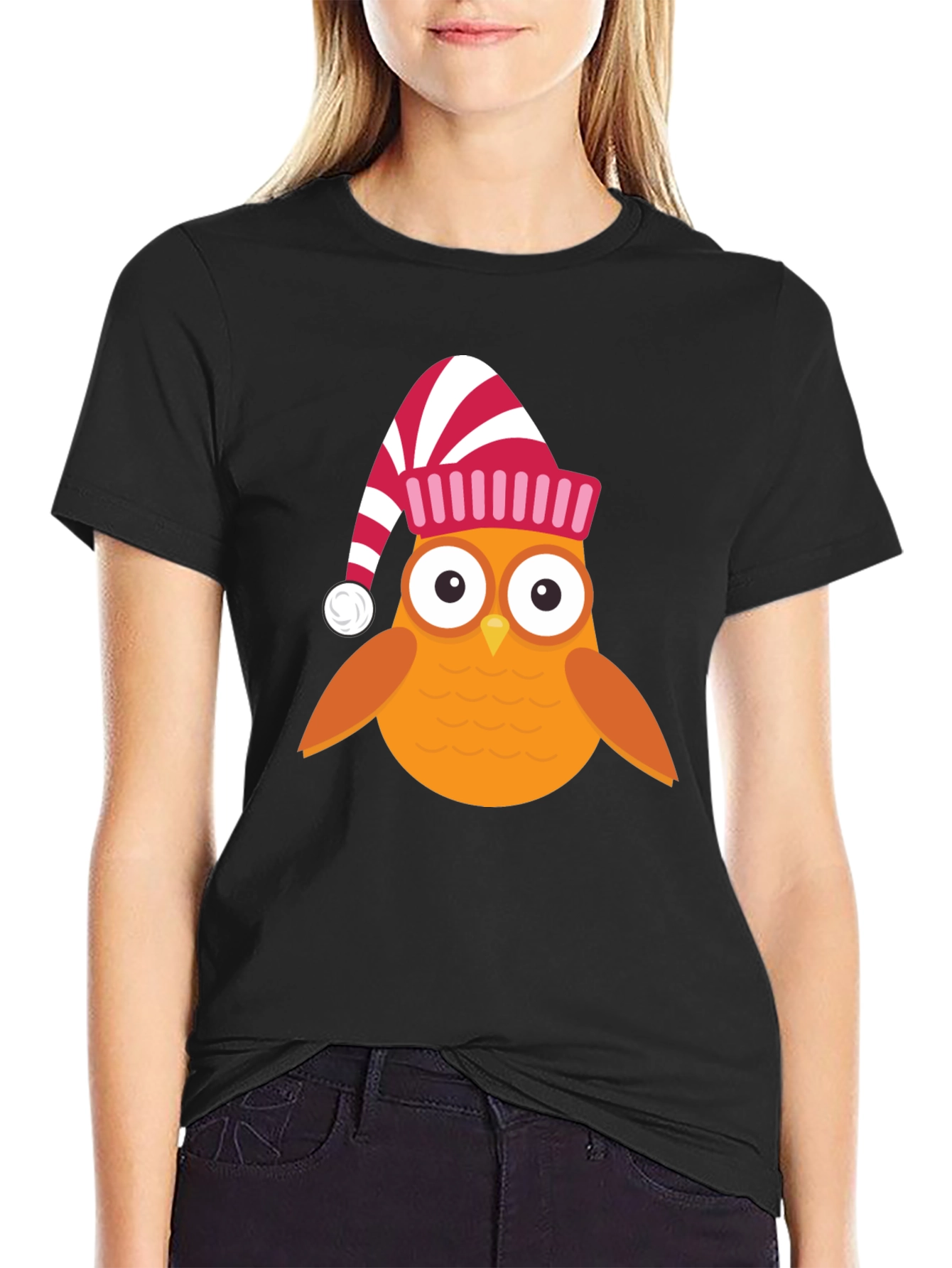 Festive Owl T-Shirt - Holiday Cartoon Tee