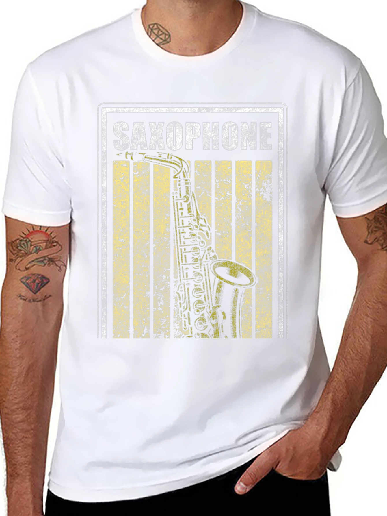 Saxophone Graphic Tee - Music Lovers Shirt