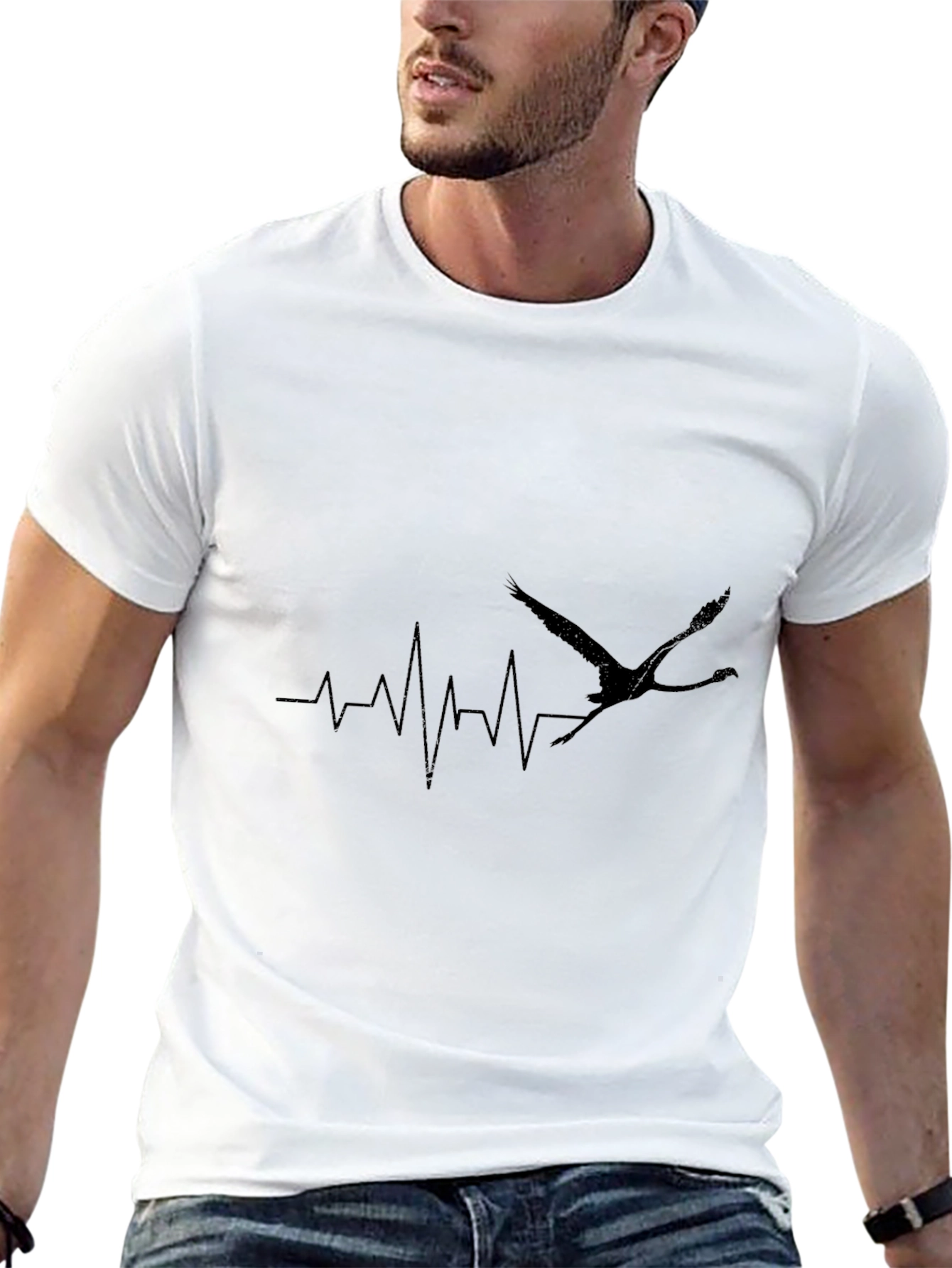 Black Crane Heartbeat T-Shirt