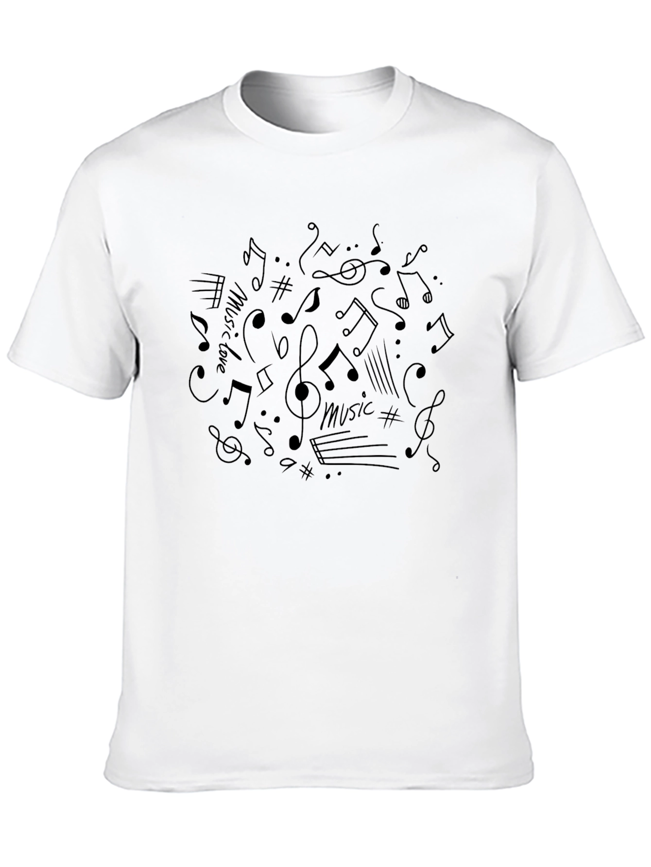 Music Notes Graphic Print Crew Neck T-Shirt