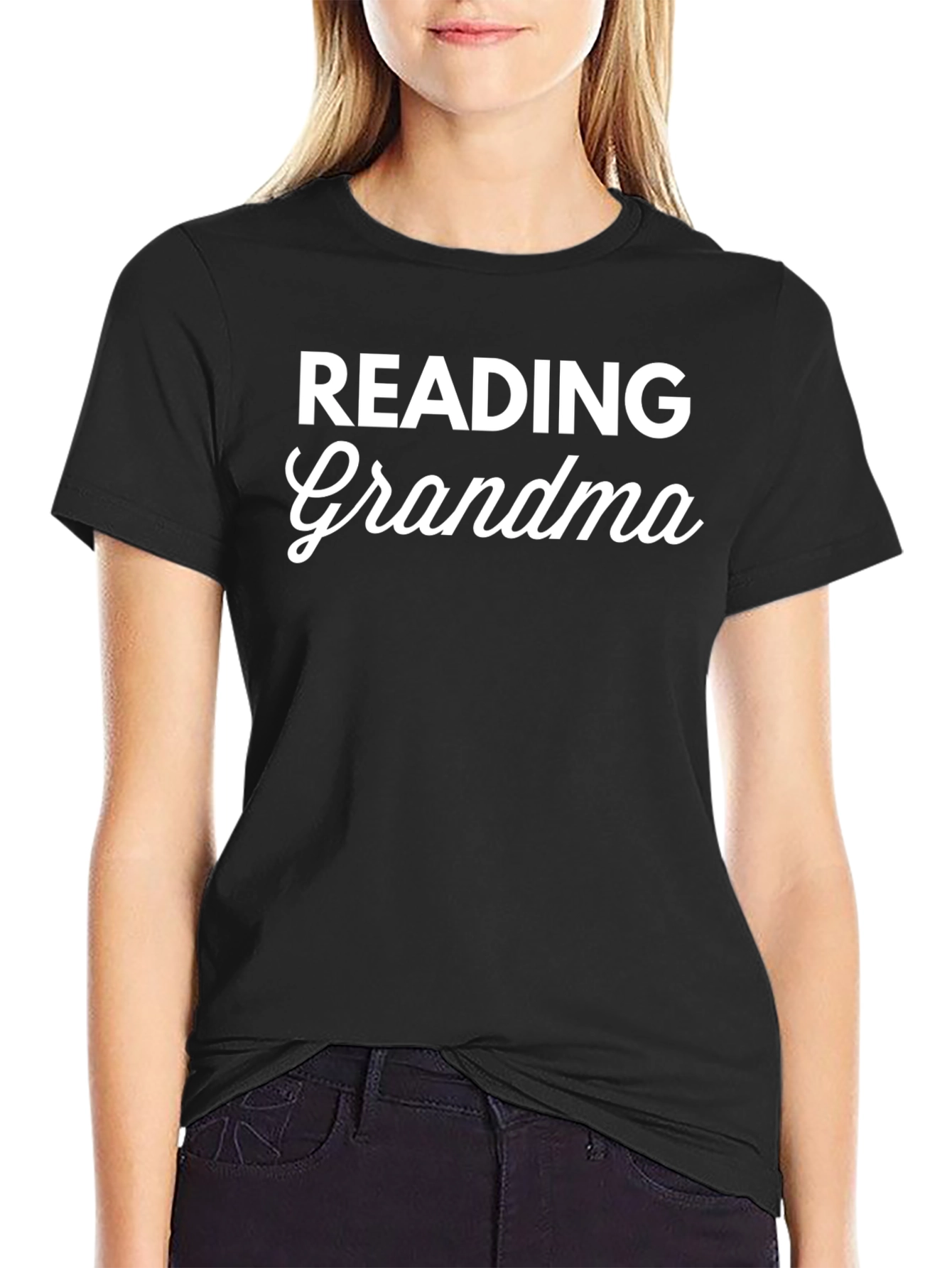 Reading Grandma Black T-Shirt