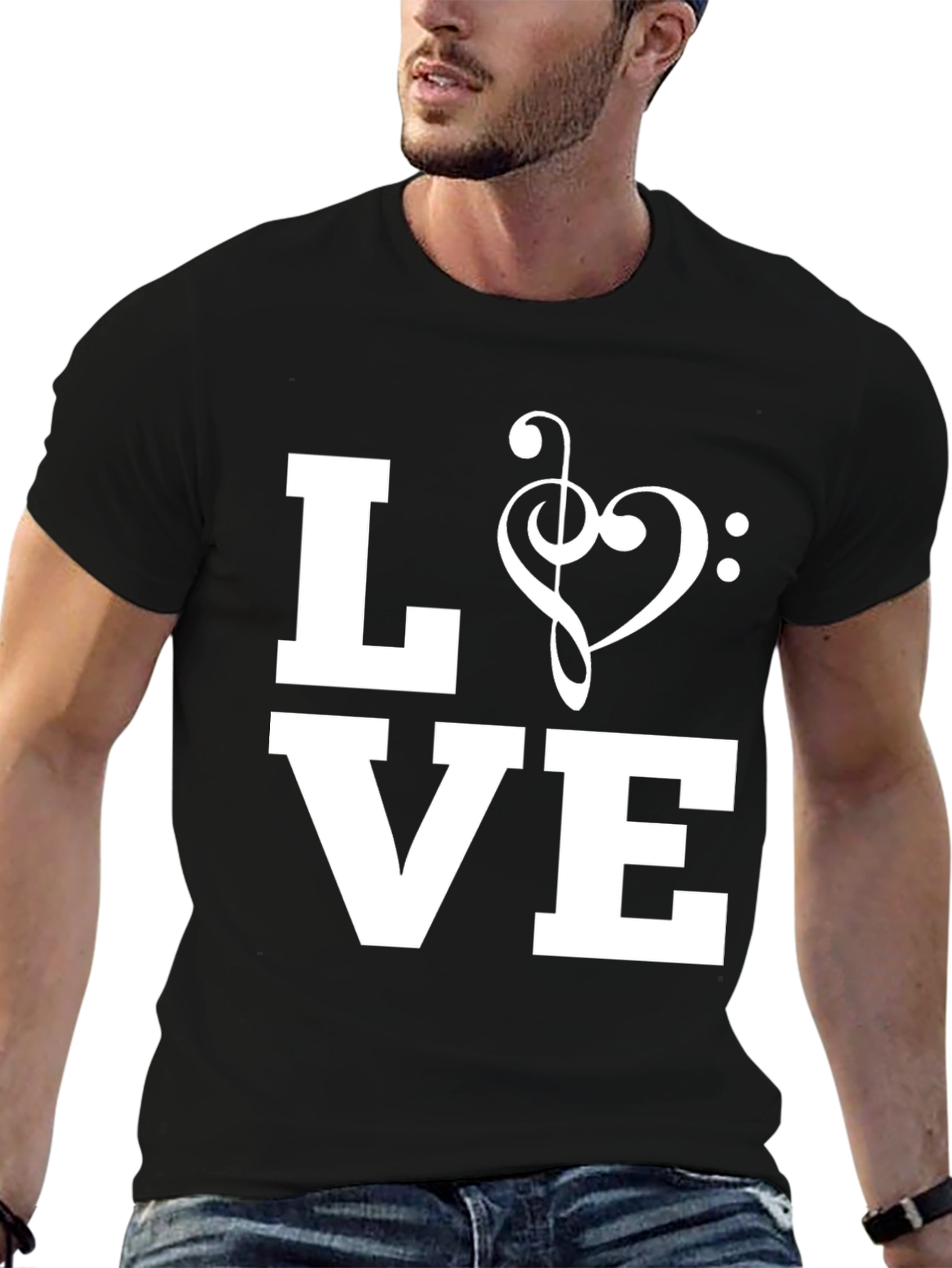 Music Love Graphic T-Shirt - Black