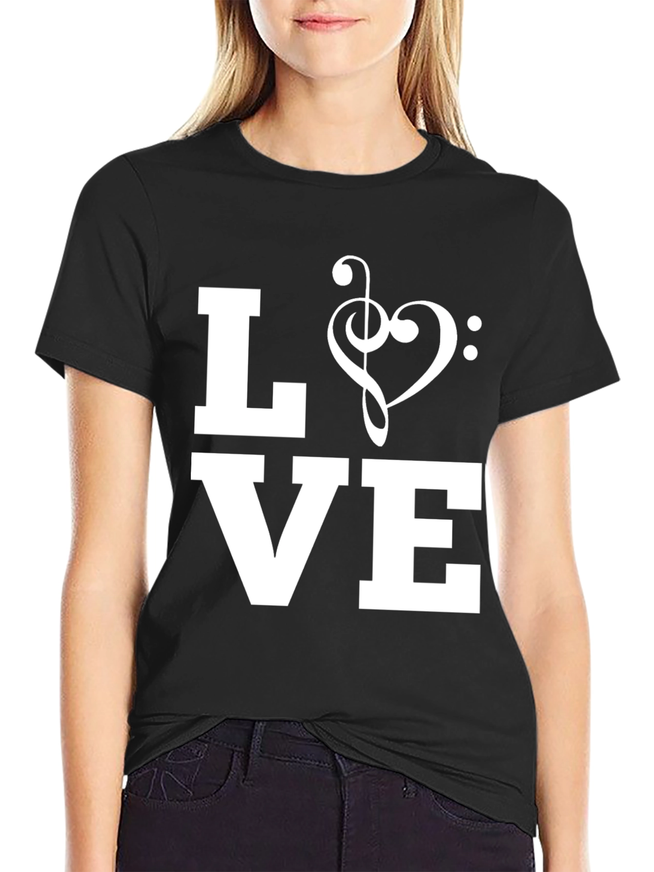 Music Love Graphic T-Shirt - Black