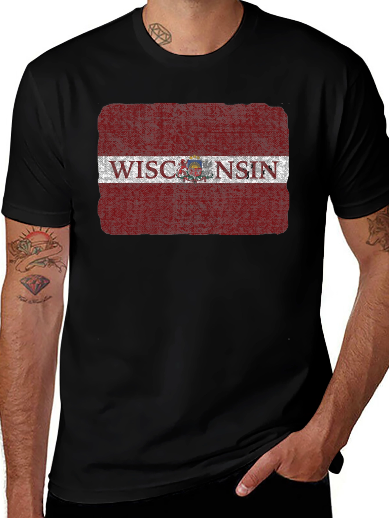 Wisconsin State Flag Graphic Tee - Distressed Print