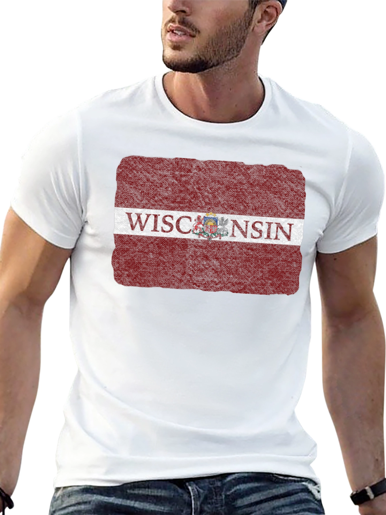 Wisconsin State Flag Graphic Tee - Distressed Print