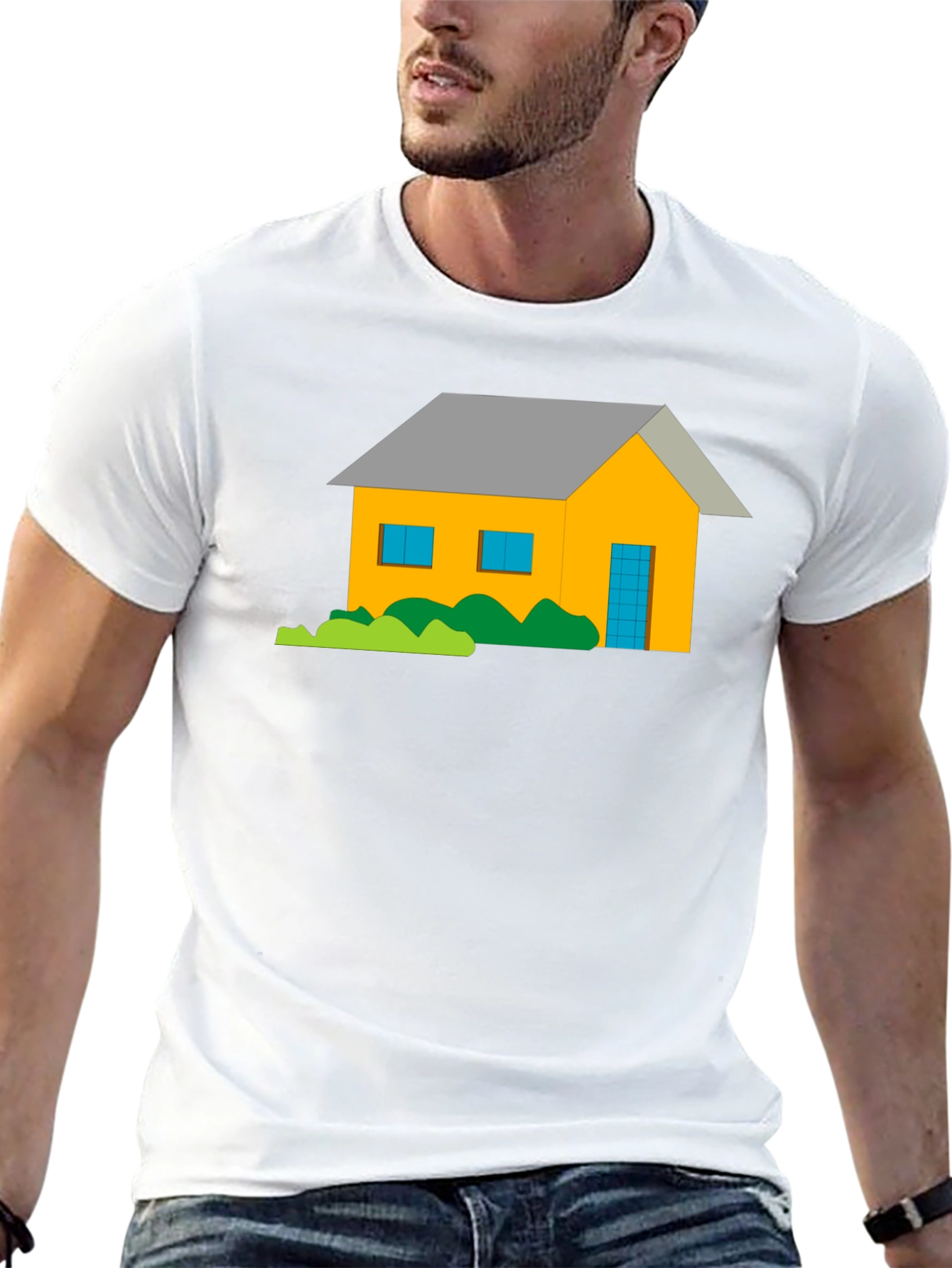 Cartoon House Graphic Tee - Black
