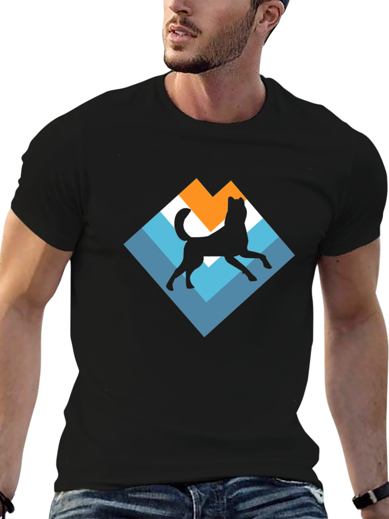 Dog Silhouette Graphic Tee - Black