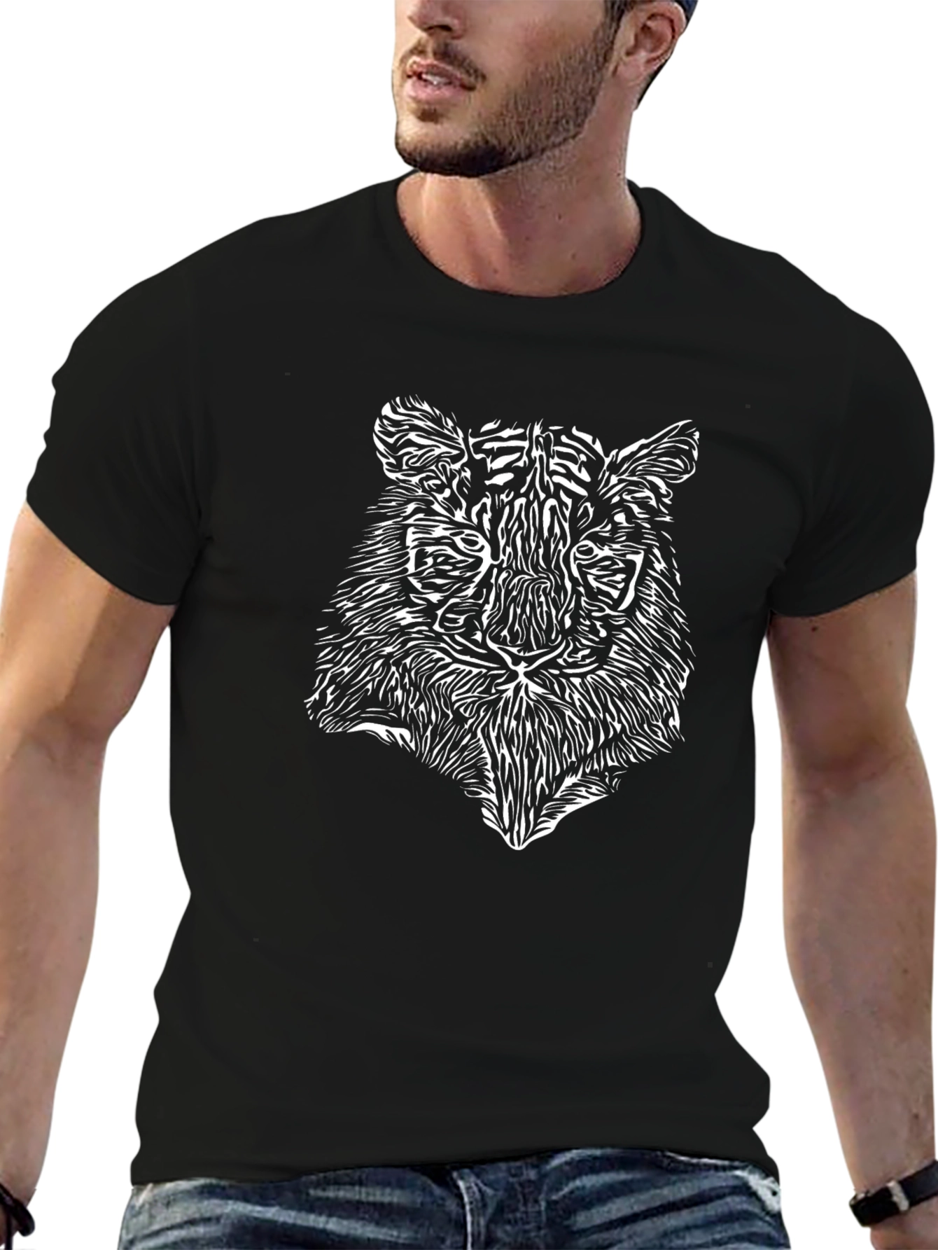 Tiger Graphic Print Black T-Shirt