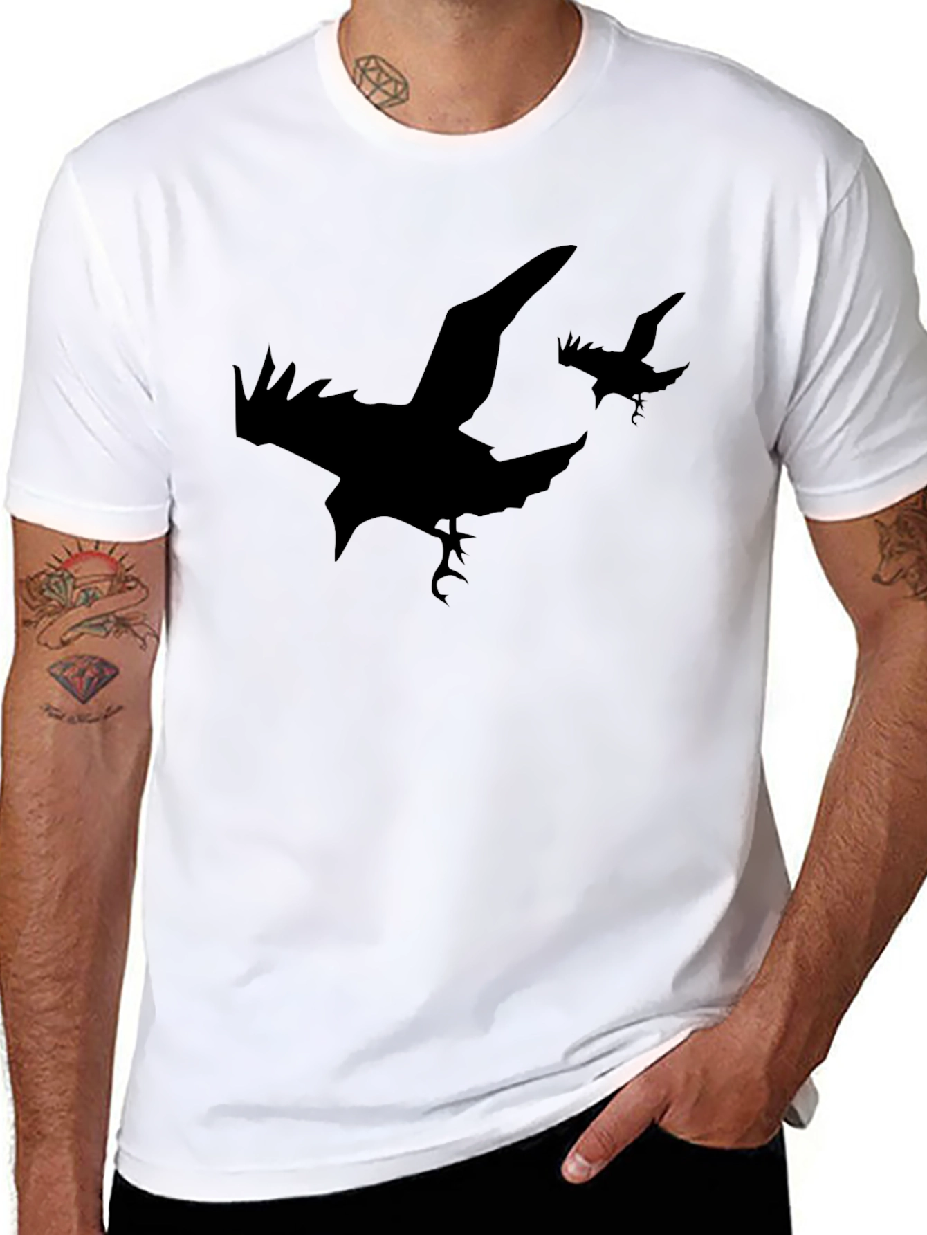 Raven Silhouette T-Shirt - Black Graphic Tee