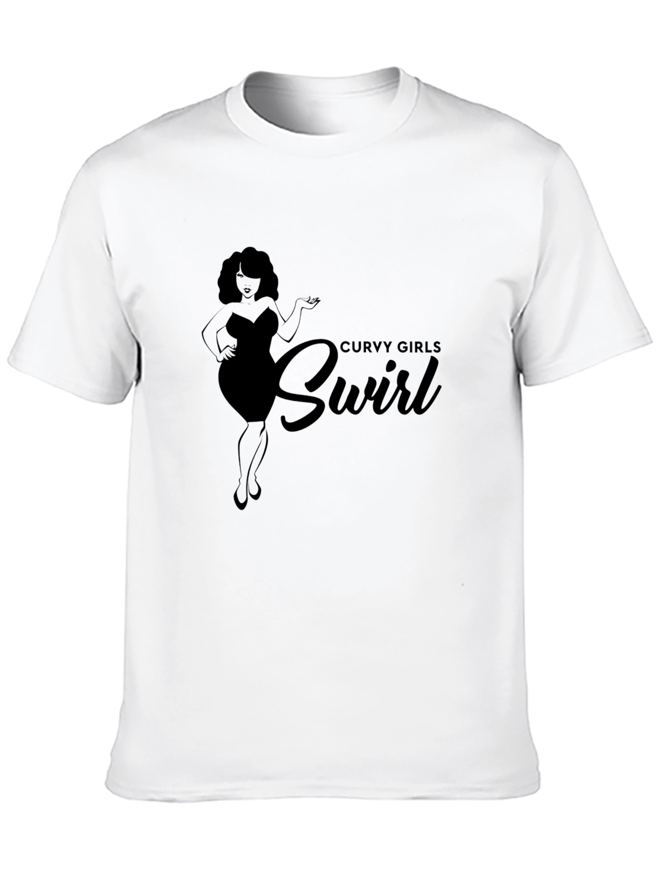 Curvy Girls Swirl Black Graphic Tee Shirt