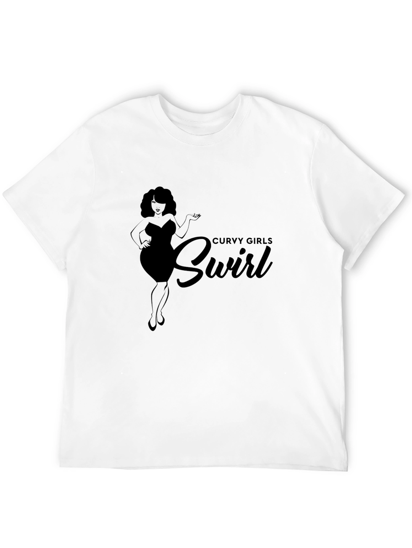 Curvy Girls Swirl Black Graphic Tee Shirt