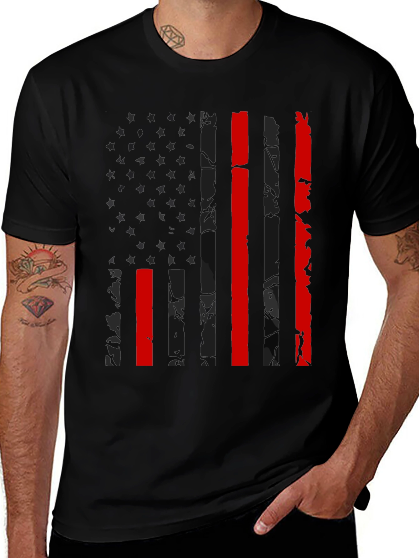 American Flag Thin Red Line Graphic Tee
