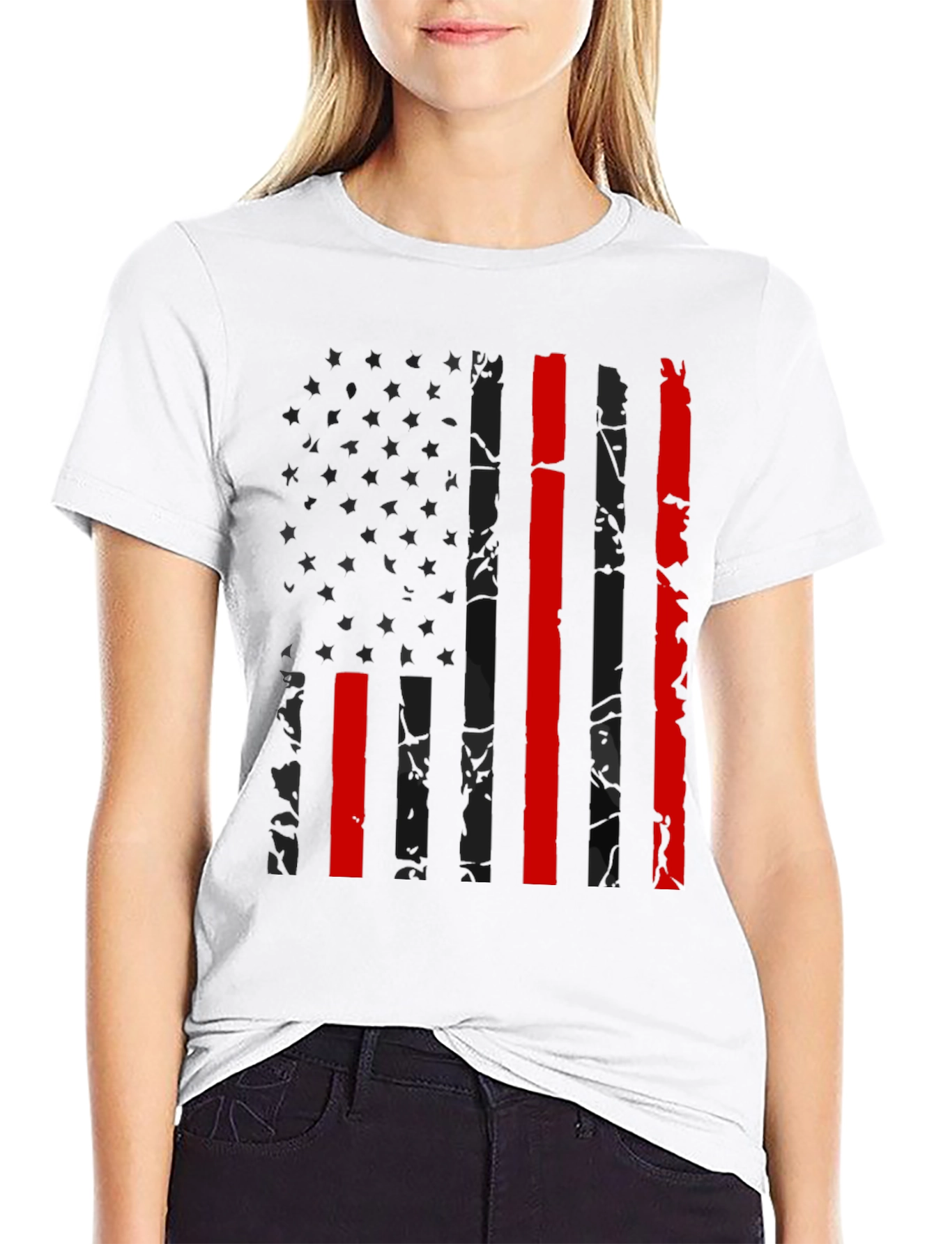 American Flag Thin Red Line Graphic Tee