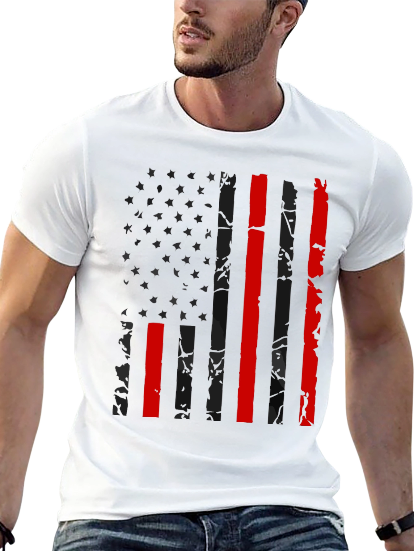 American Flag Thin Red Line Graphic Tee