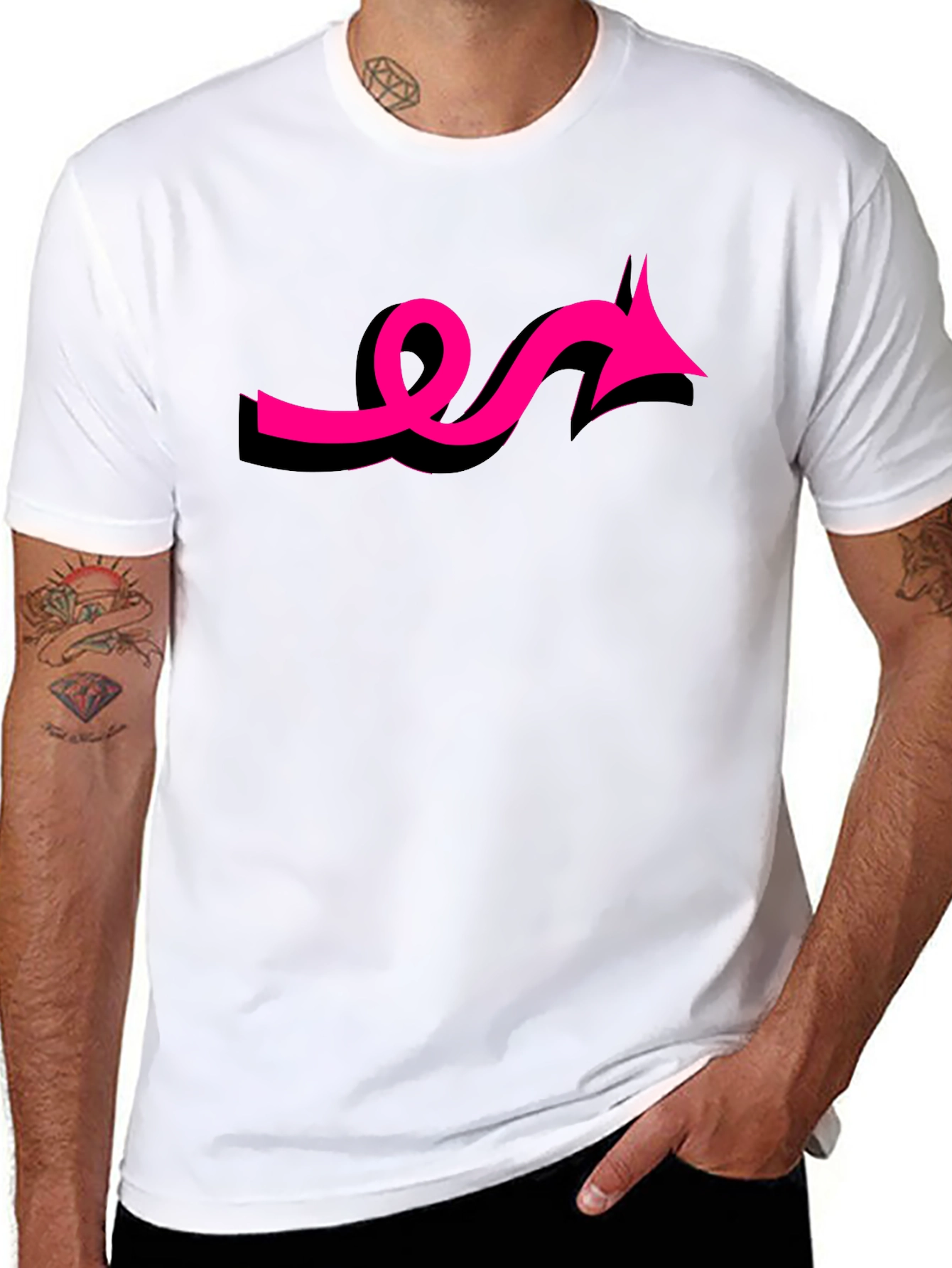 Black Tee with Funky Pink Arrow Design