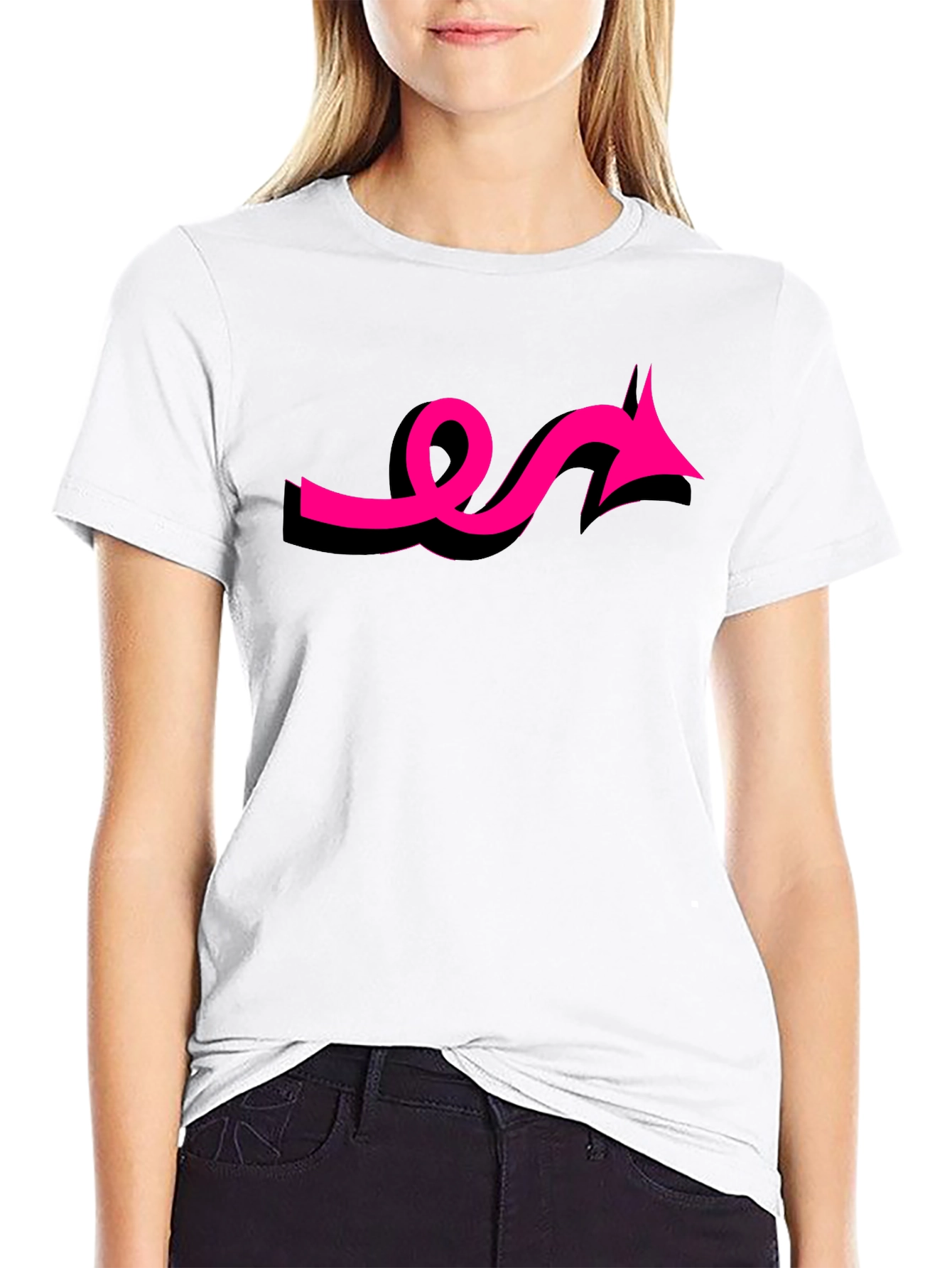 Black Tee with Funky Pink Arrow Design