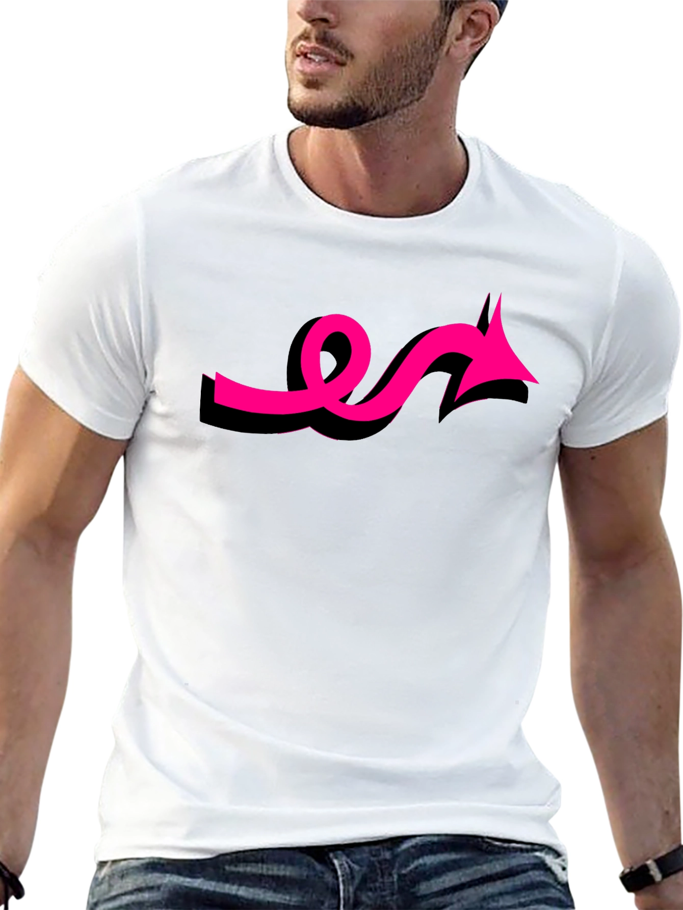 Black Tee with Funky Pink Arrow Design