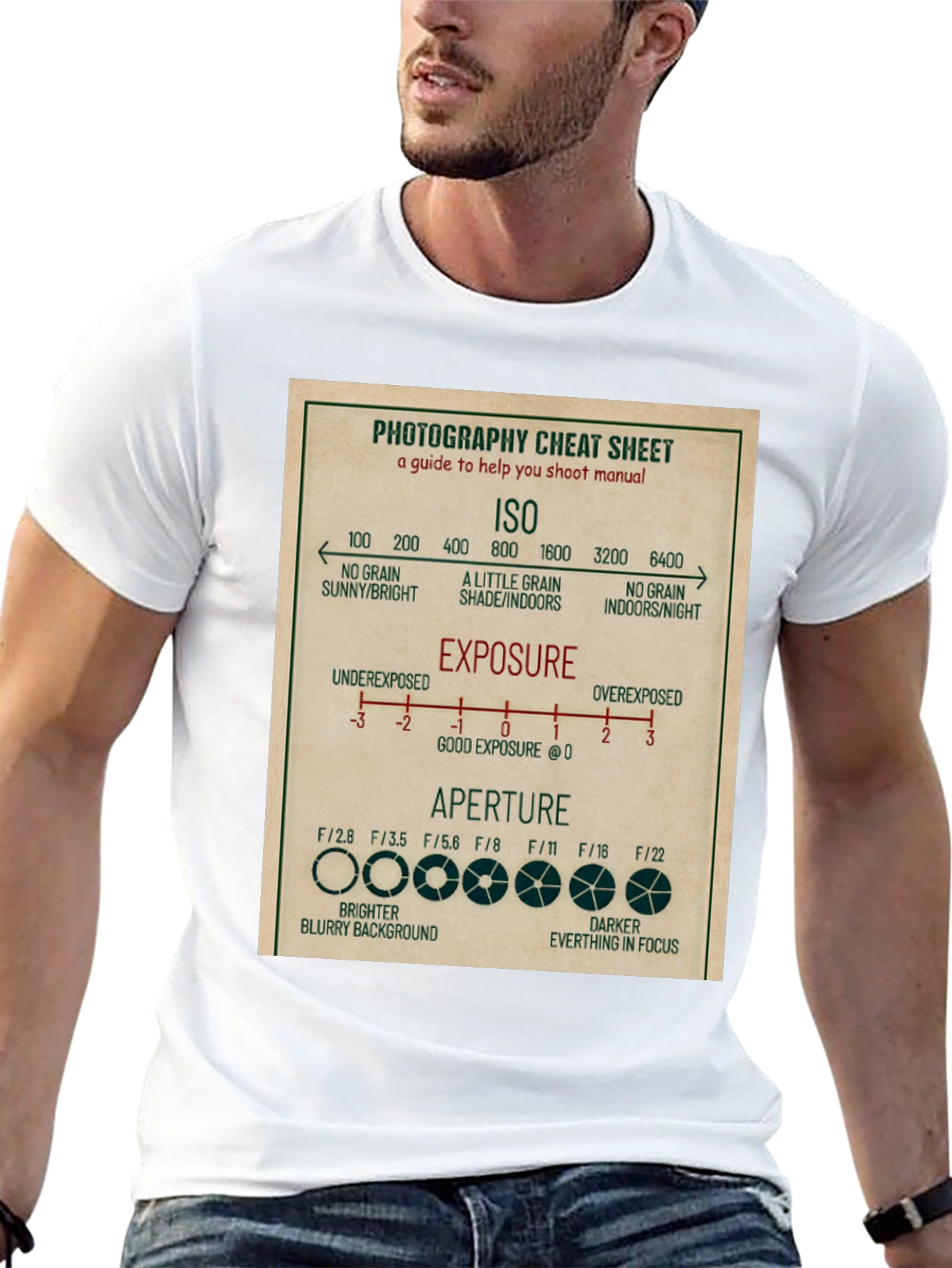 Photography Cheat Sheet T-Shirt - Camera Settings Guide Tee