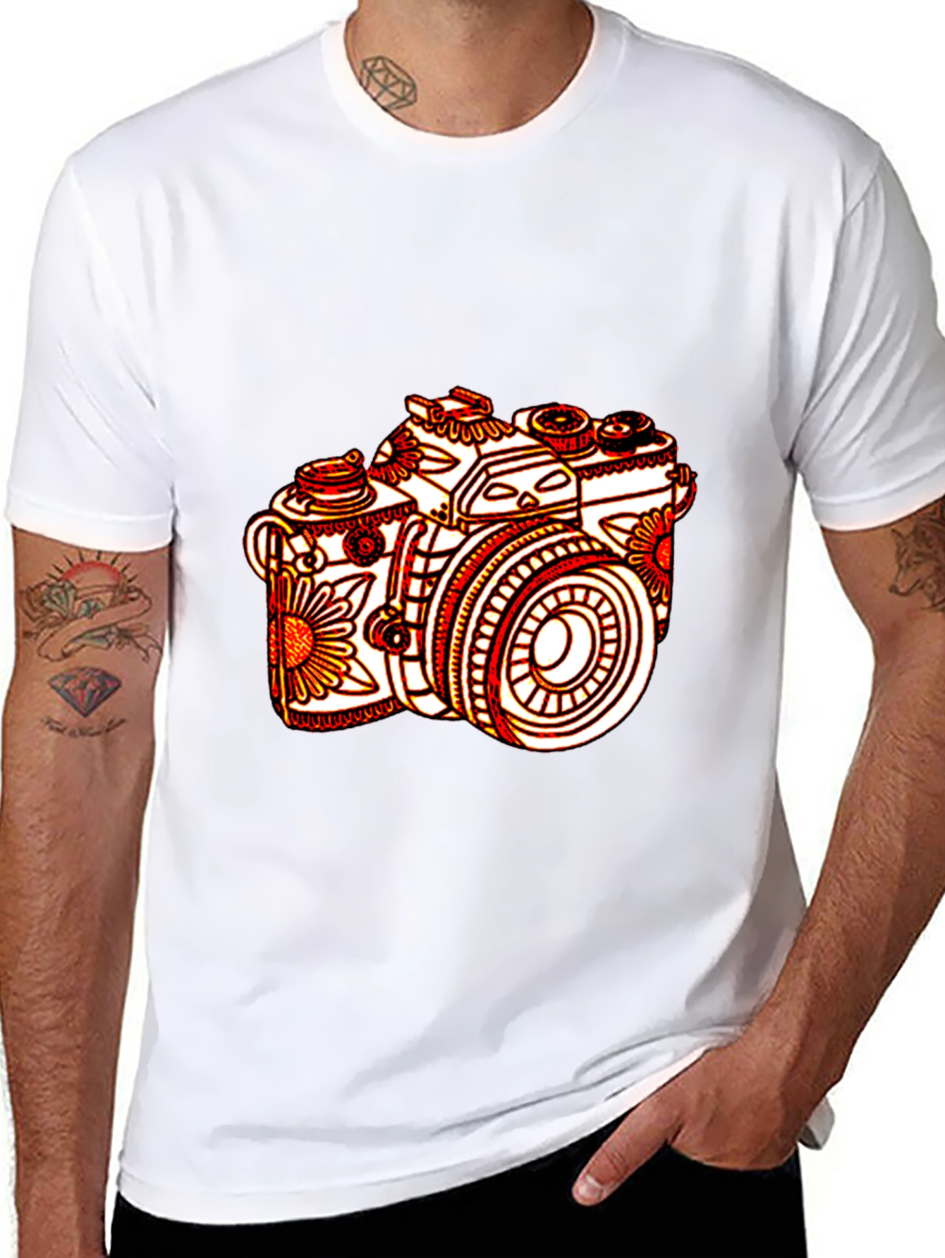 Floral Camera Graphic Tee - Unique Design
