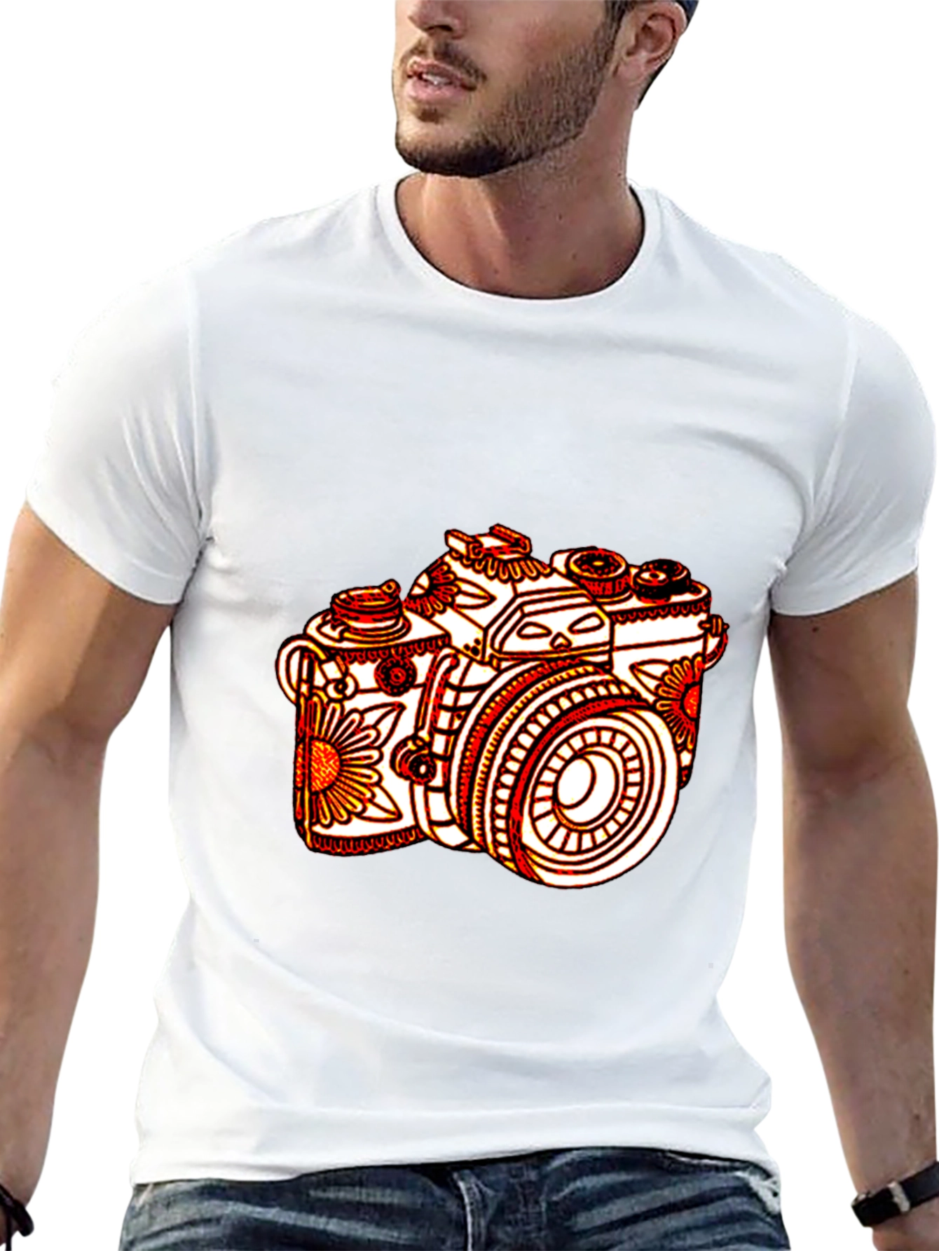 Floral Camera Graphic Tee - Unique Design