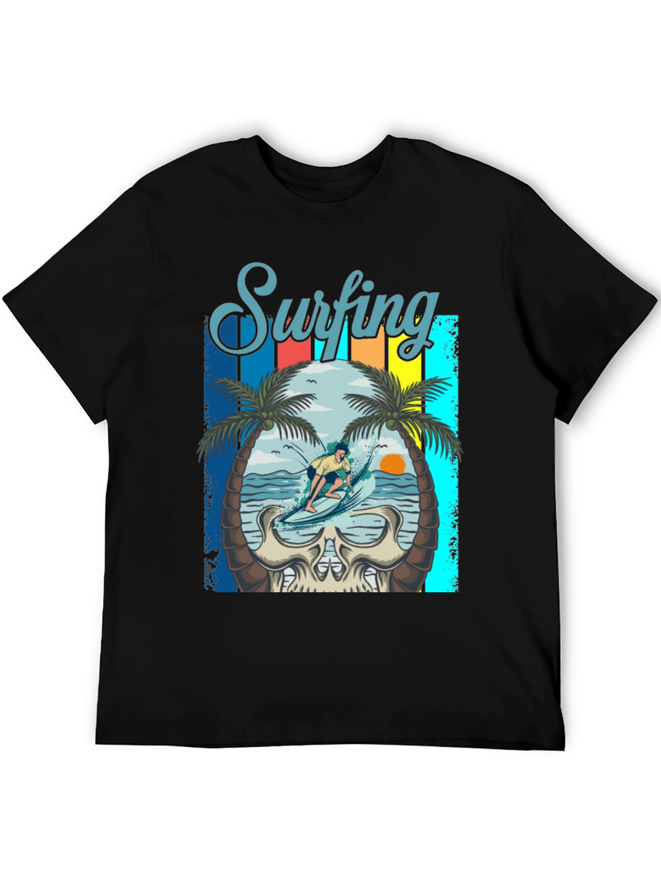 Surfing Skull Graphic Tee - Beach Vibes