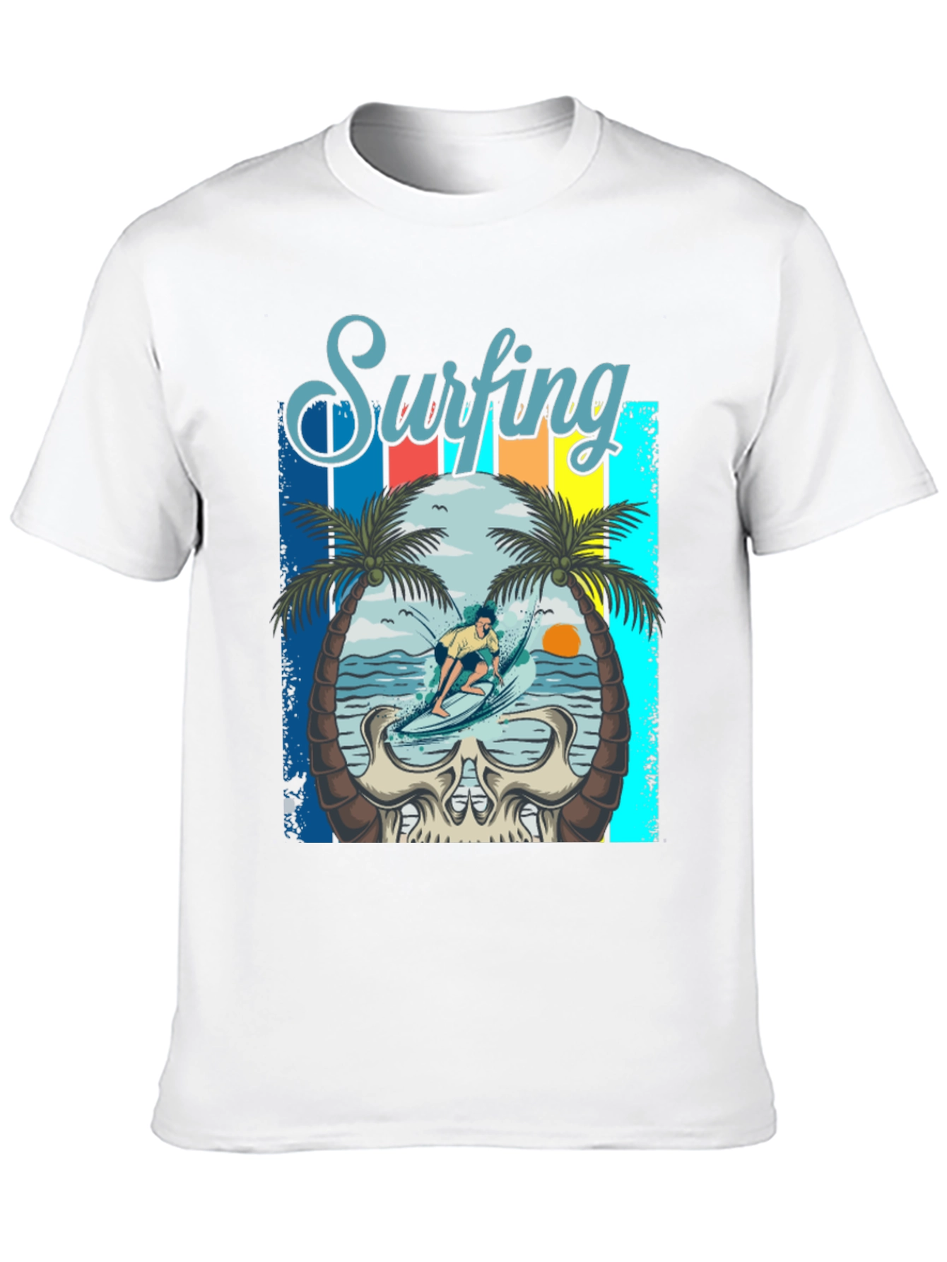Surfing Skull Graphic Tee - Beach Vibes