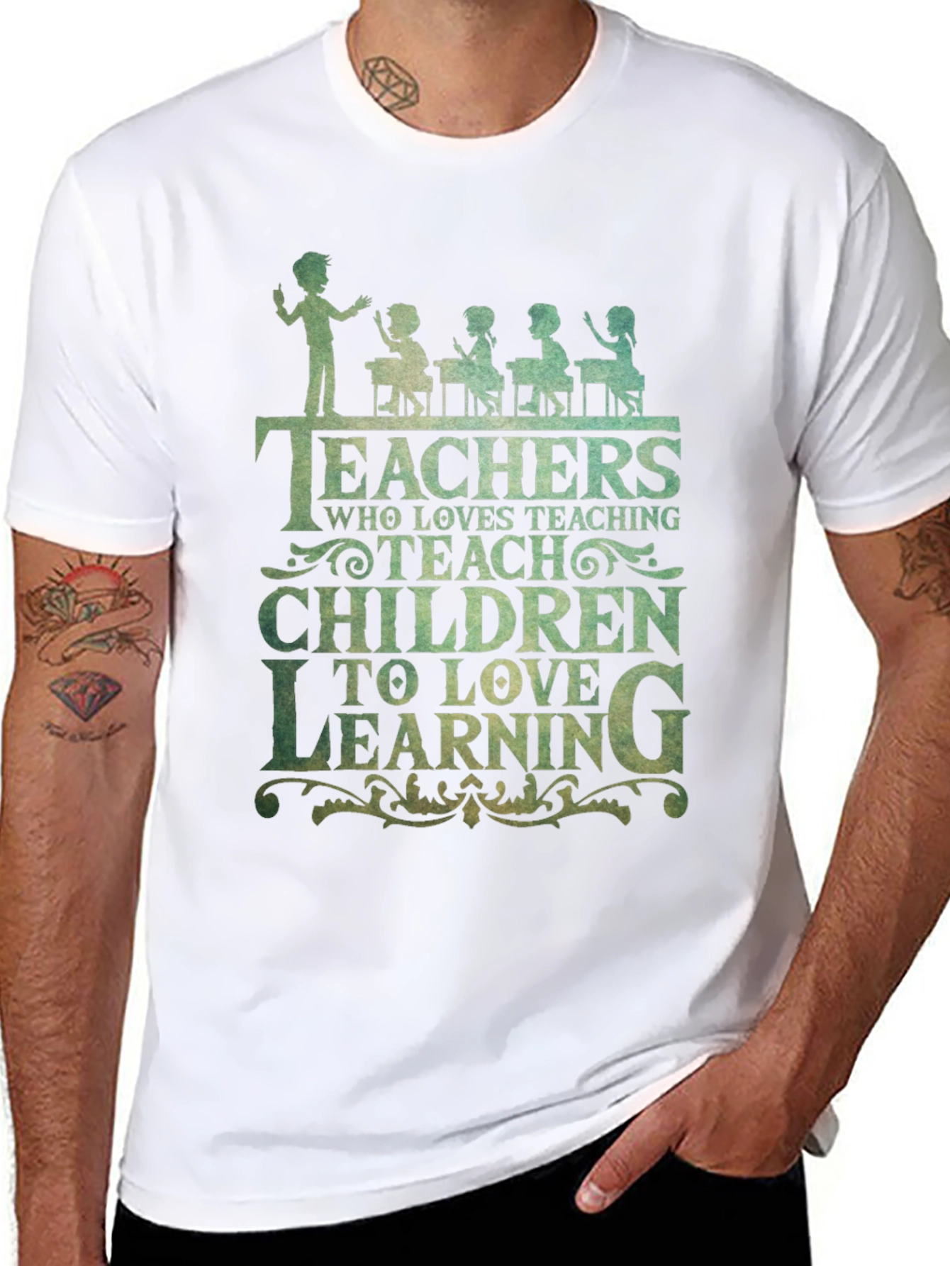 Teacher Love Teaching Graphic Tee - Black