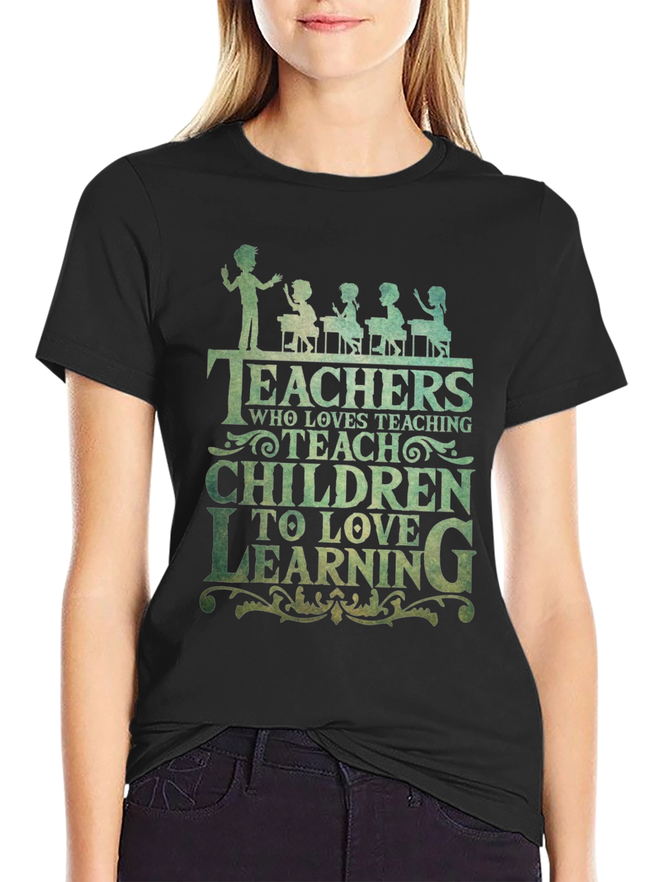 Teacher Love Teaching Graphic Tee - Black