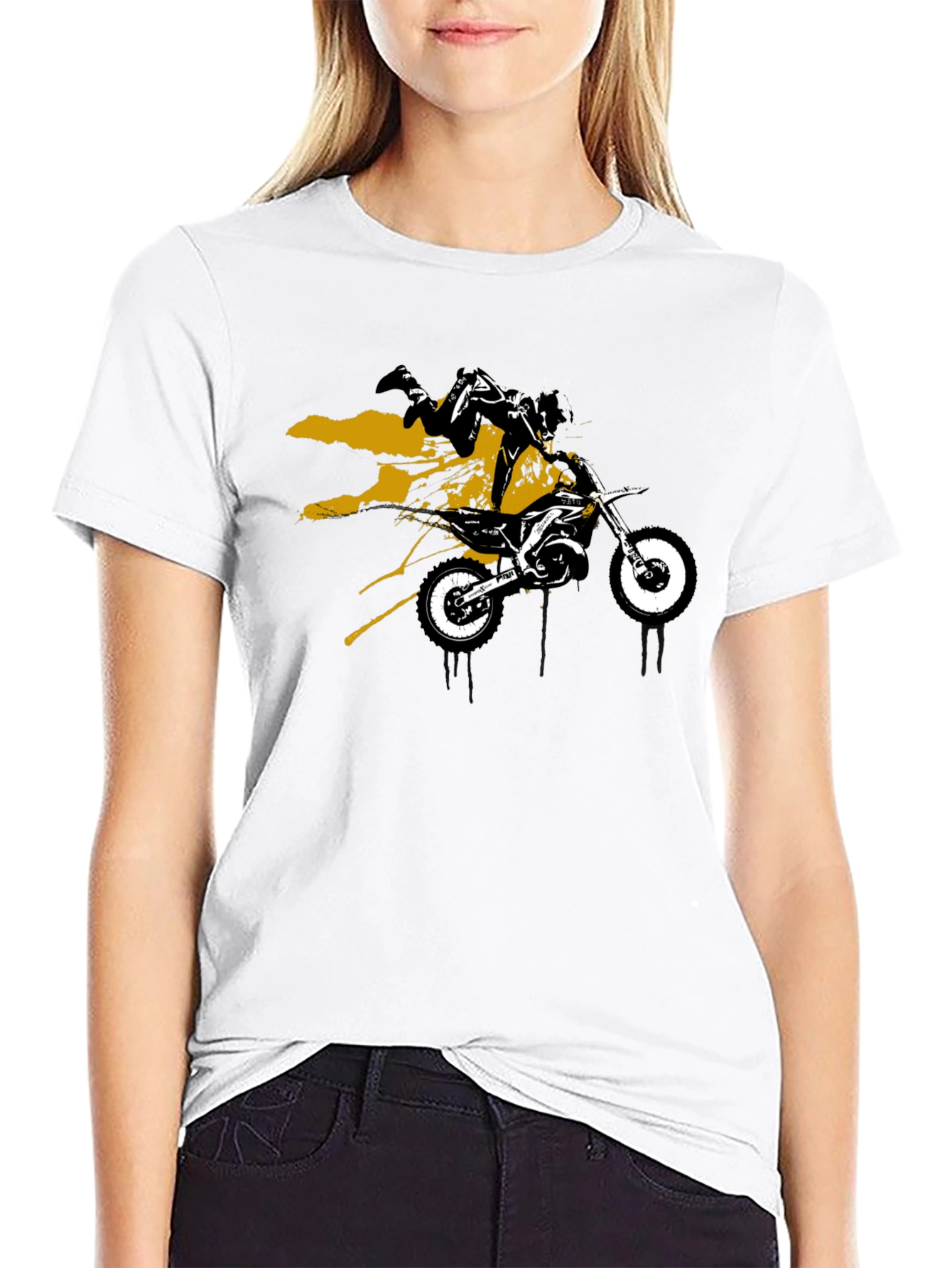 Dirt Bike Rider Graphic Tee - Black Cotton T-Shirt