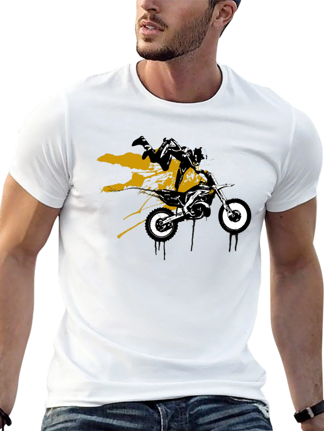Dirt Bike Rider Graphic Tee - Black Cotton T-Shirt