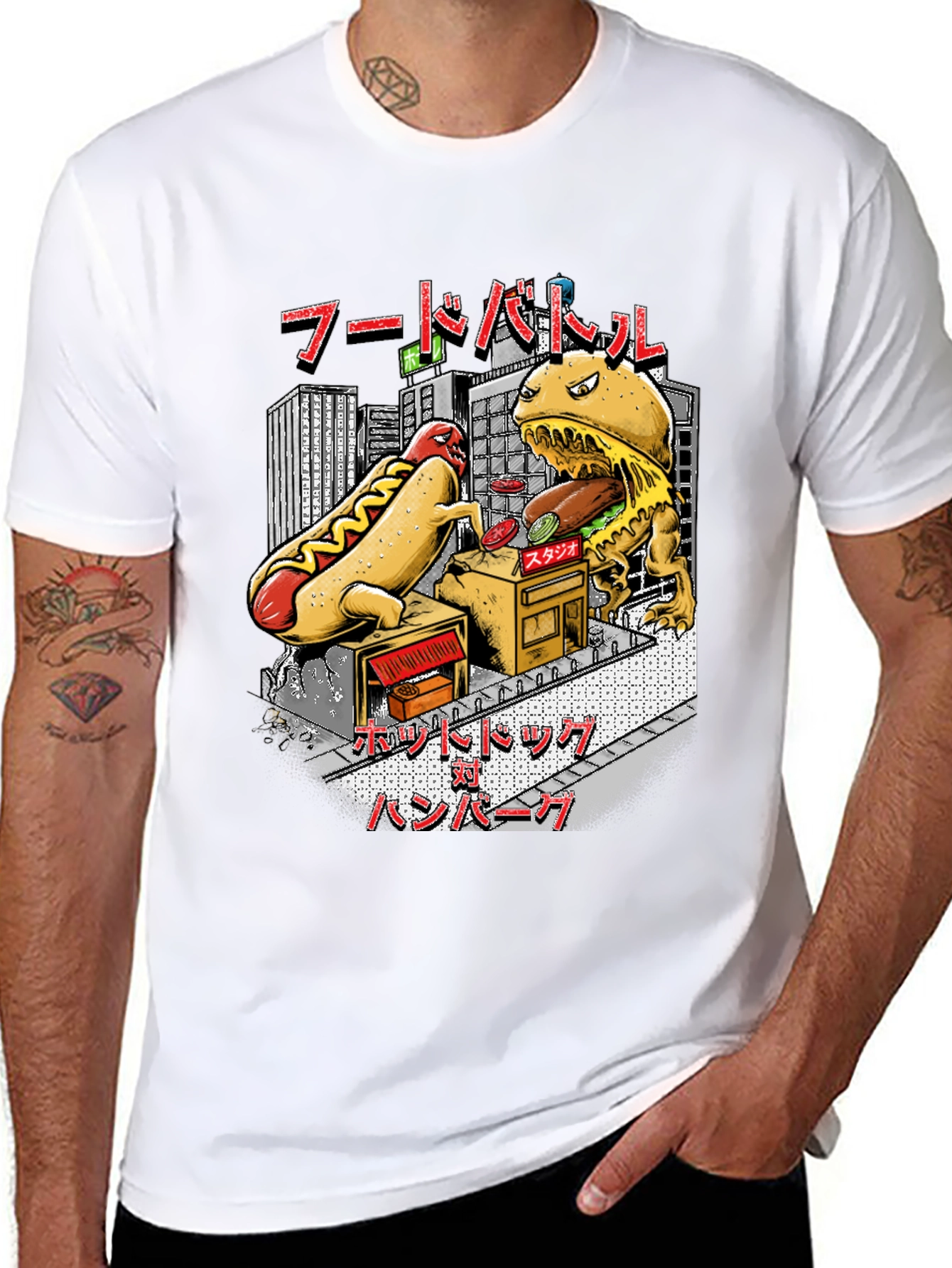 Food Battle Graphic Tee - Hotdog vs Burger