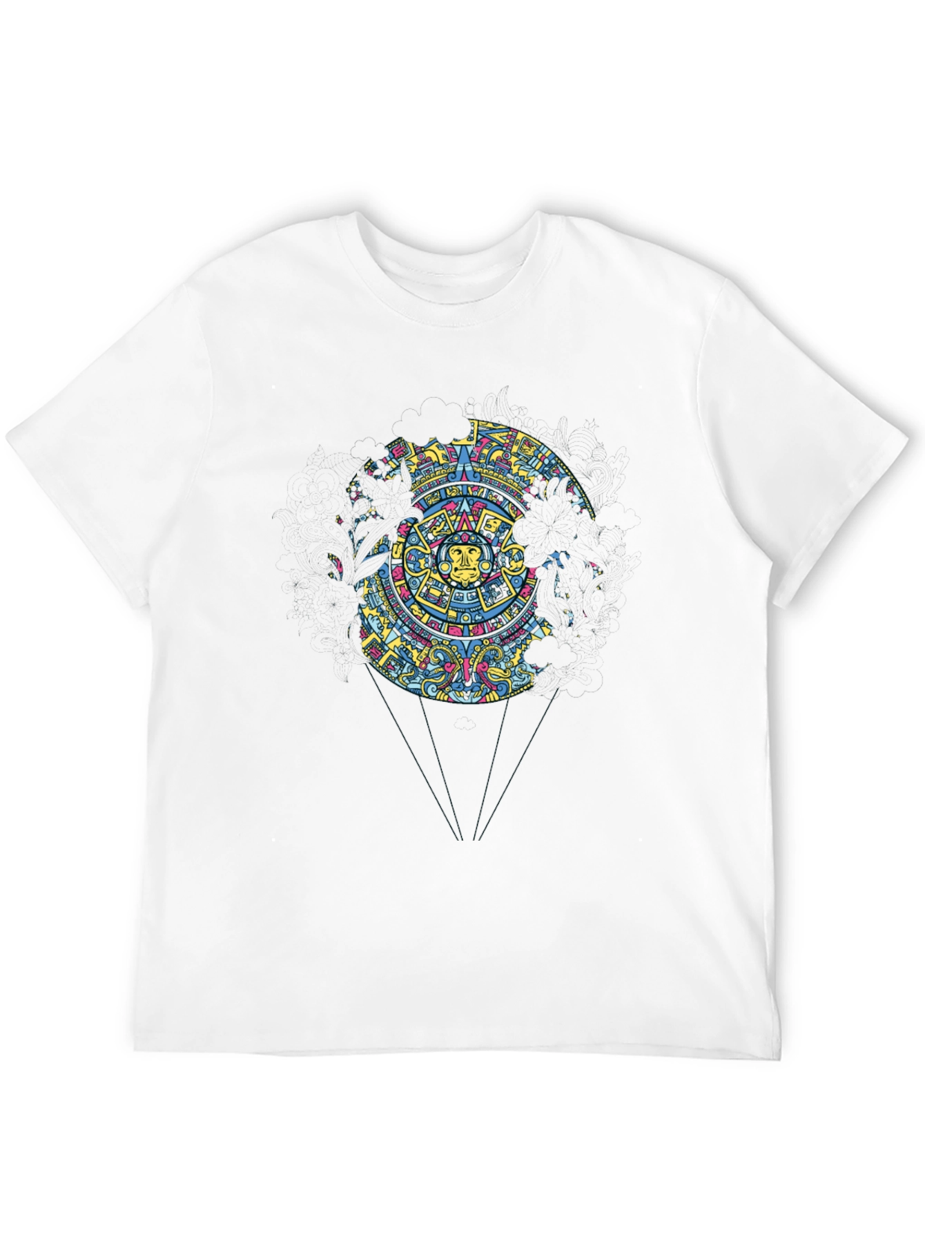 Aztec Calendar Graphic Print Black T-Shirt