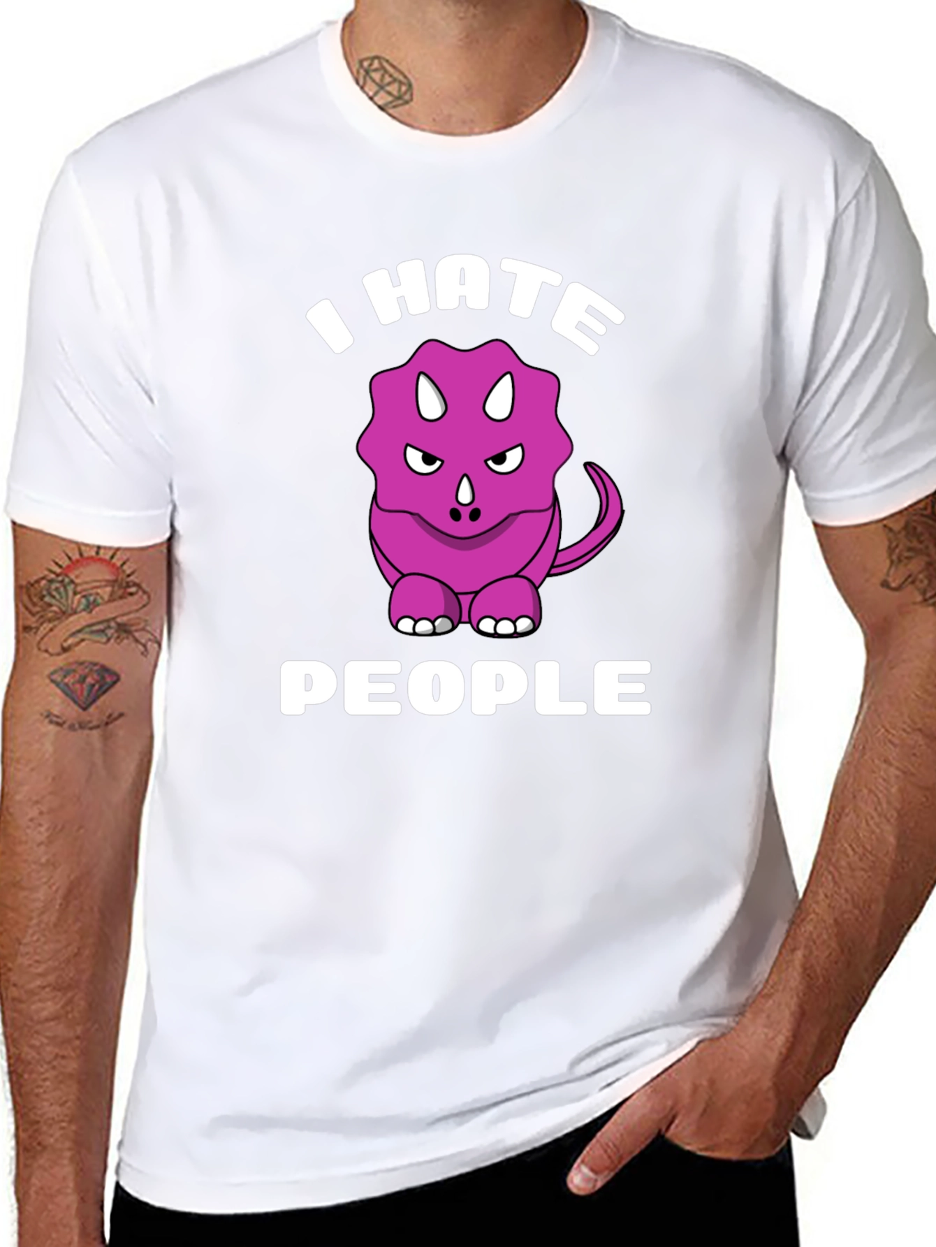 I Hate People Triceratops Graphic Tee