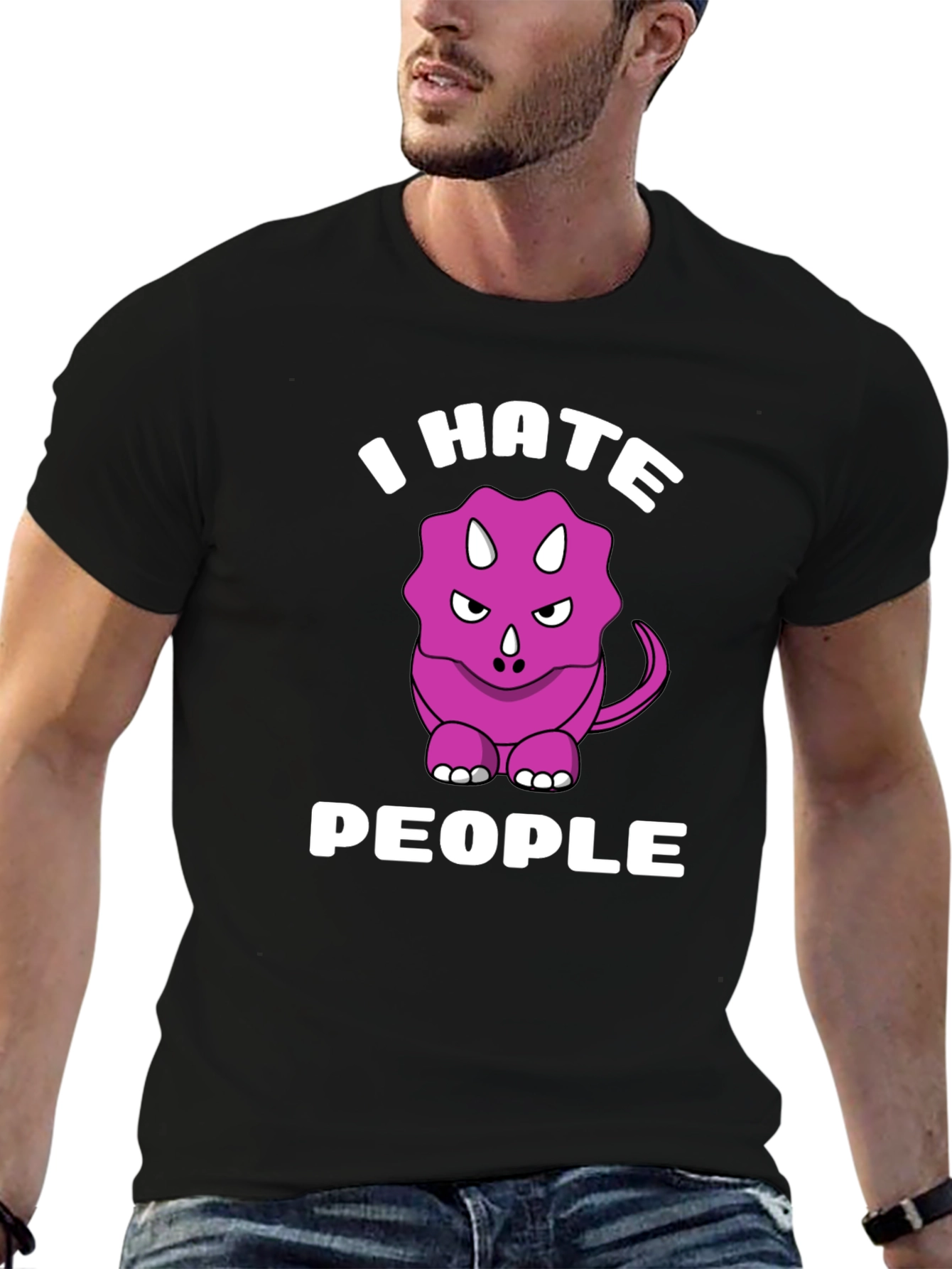 I Hate People Triceratops Graphic Tee