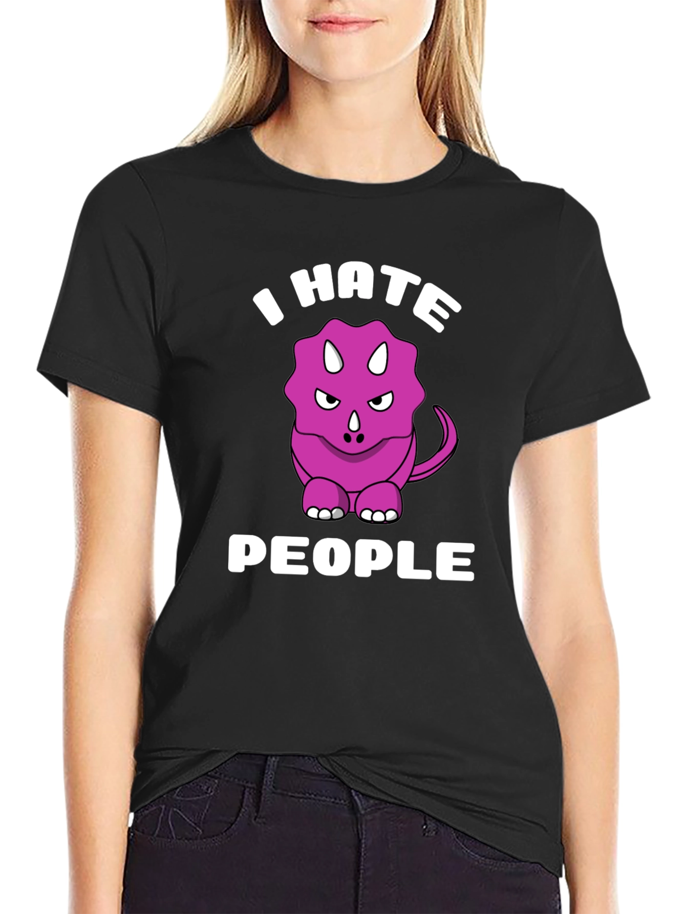 I Hate People Triceratops Graphic Tee