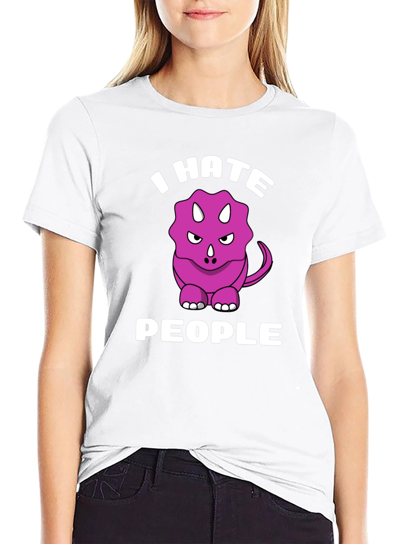 I Hate People Triceratops Graphic Tee